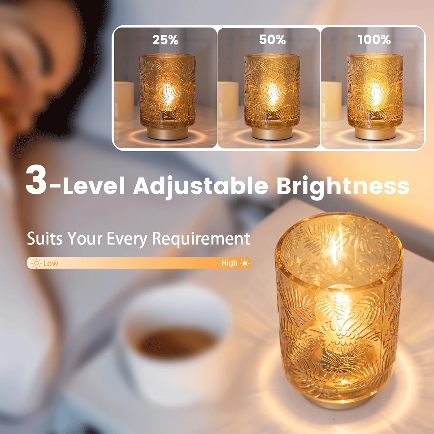 Dimmable Brightness Wireless Lamp / Gold