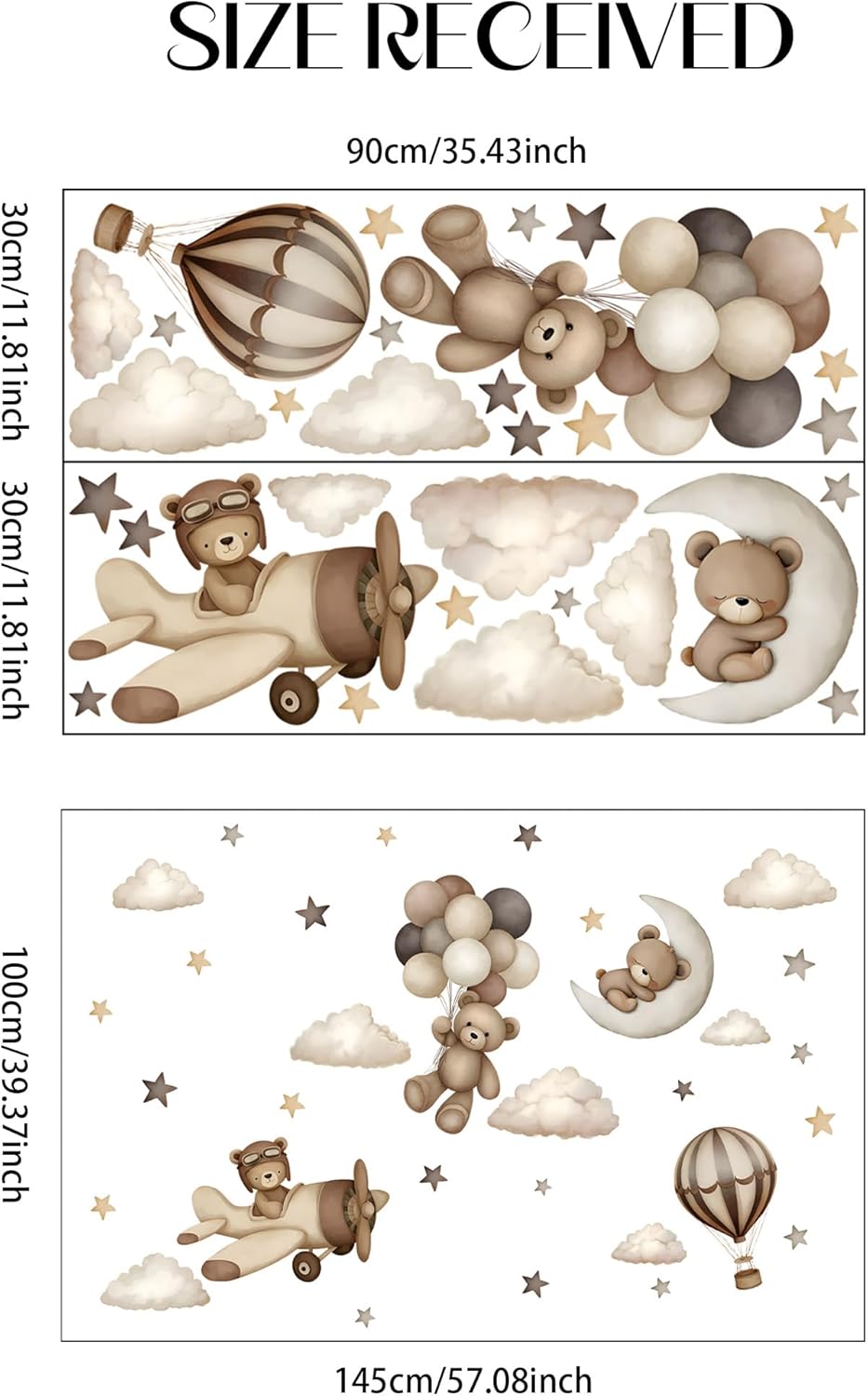 Teddy Bear Wall Decals / Coffee Brown Bear Wall Decal