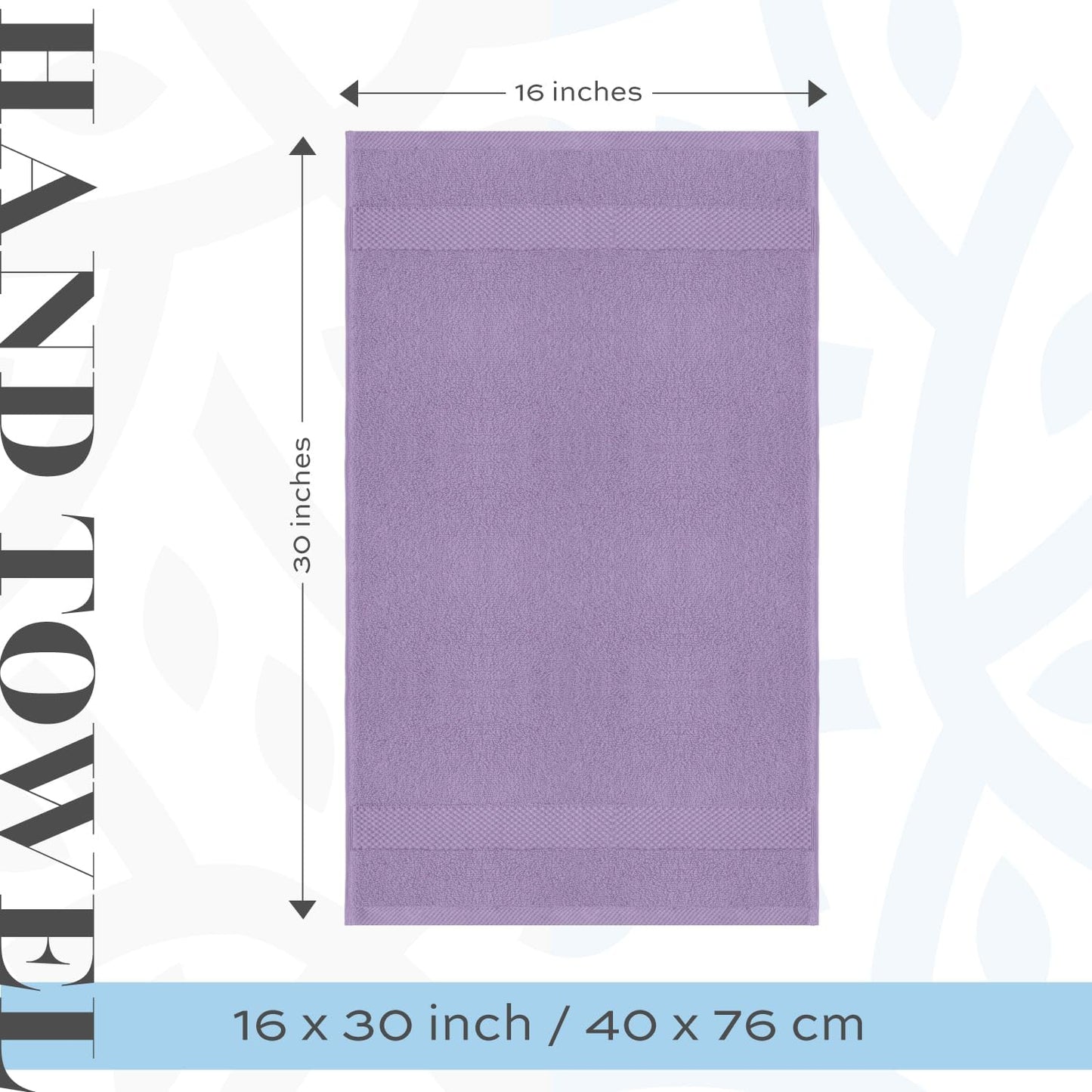 White Classic Luxury Lavender Hand Towels - Soft 100% Turkish Cotton | Highly Absorbent Hotel spa Bathroom Towel