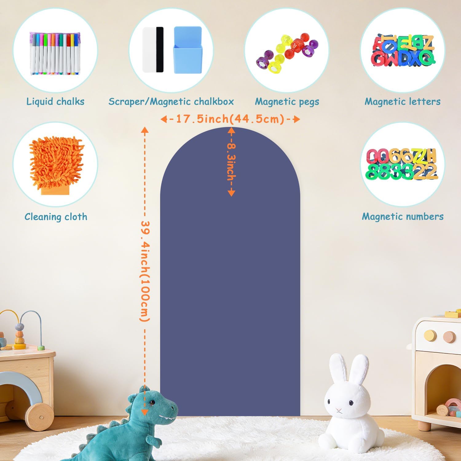 Bonus Magnet Letters & / 39.3"W x 17.5"H / Dusty Blue / 39.3 x 17.5