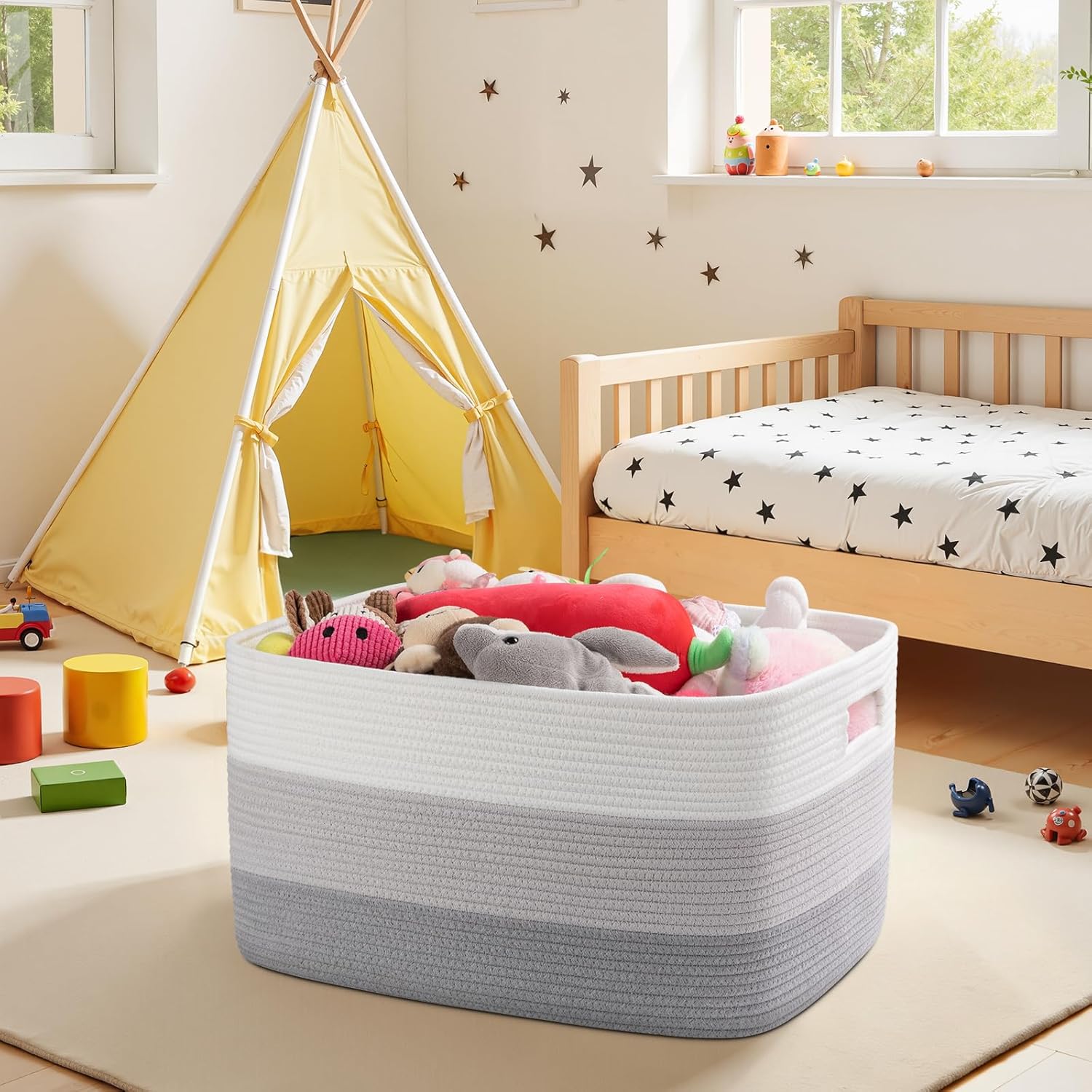 Rectangle Woven Baskets / Gradient Grey / 22 x 17 x 12