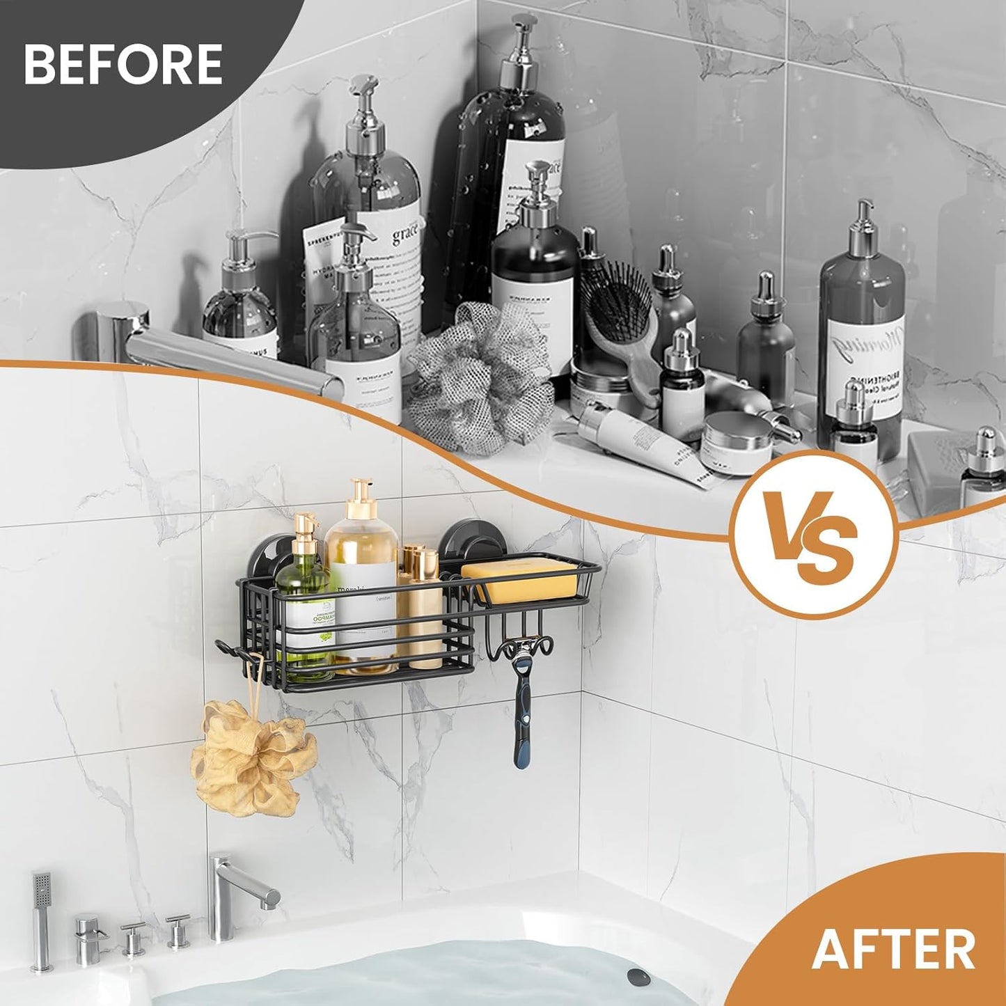 Hooks and Soap Holder / Black / 1 x Medium