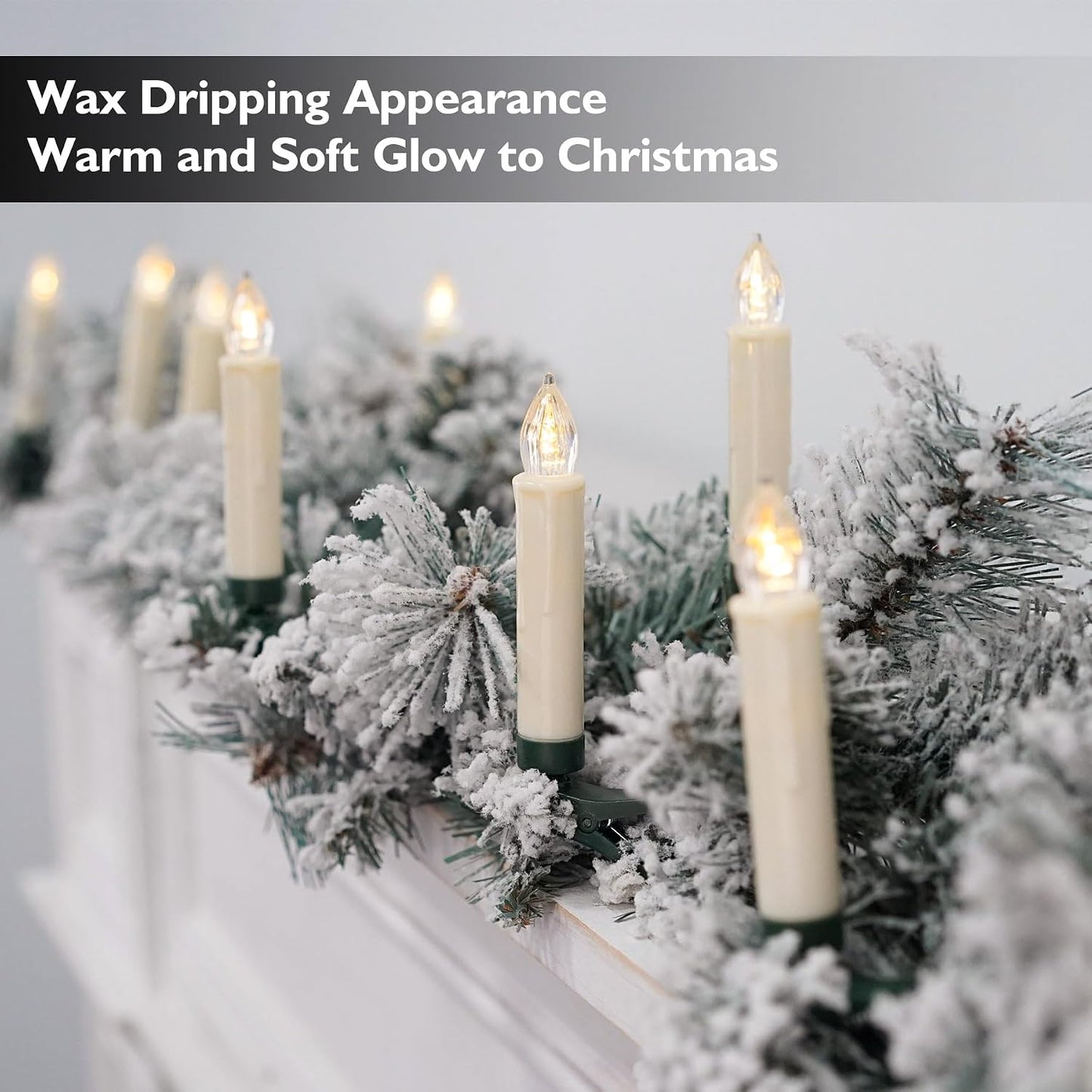 Rhytsing Set of 30 Clip On Candles for Christmas Tree with 2 Remotes, Battery Operated LED Candle Lights with Timer
