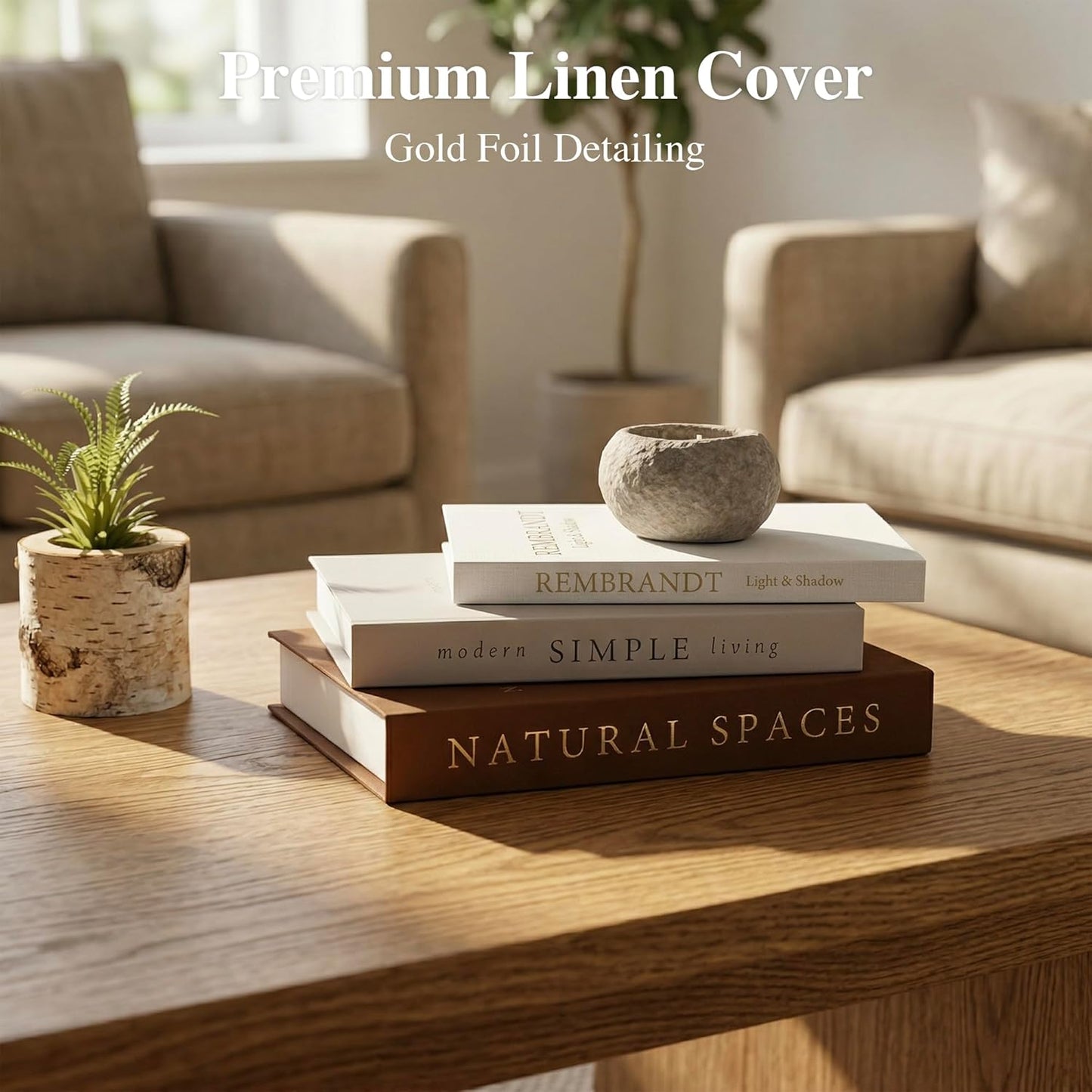 Faux Book Set for Living / Beige-brown