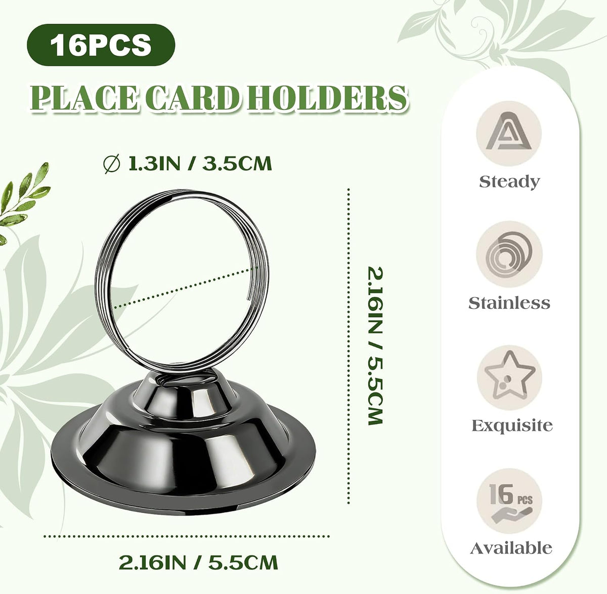 ERYTLLY 16 PK Place Card Holders Table Card Holder Steel Card Holders for Weddings,Birthdays,Photos, Memo Notes