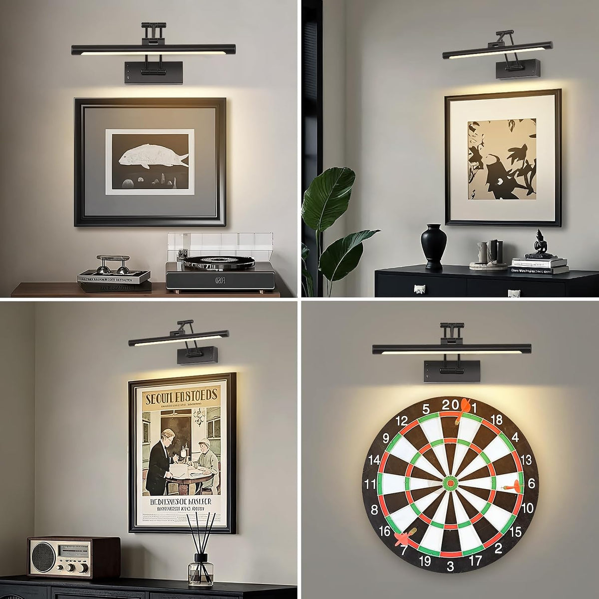 Battery Operated Picture Lights for Wall, Wireless Gallery Light 15.75 Inch | Rechargeable Art Light with Remote and