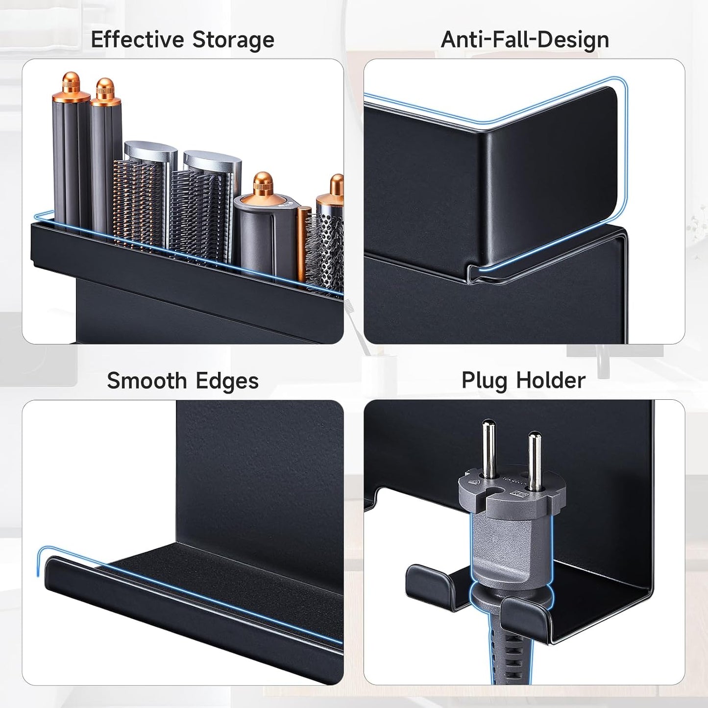 Storage Hair Dryer Holder for Curling Iron Accessories, Hair Tool Organizer Wall Mount, Curling Iron Holder Organizer