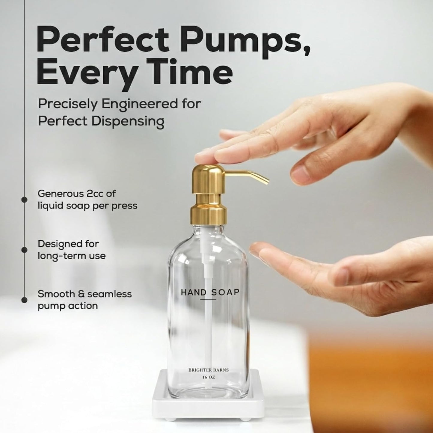 Glass Soap Dispenser Bathroom Set by / Clear Gold Sl
