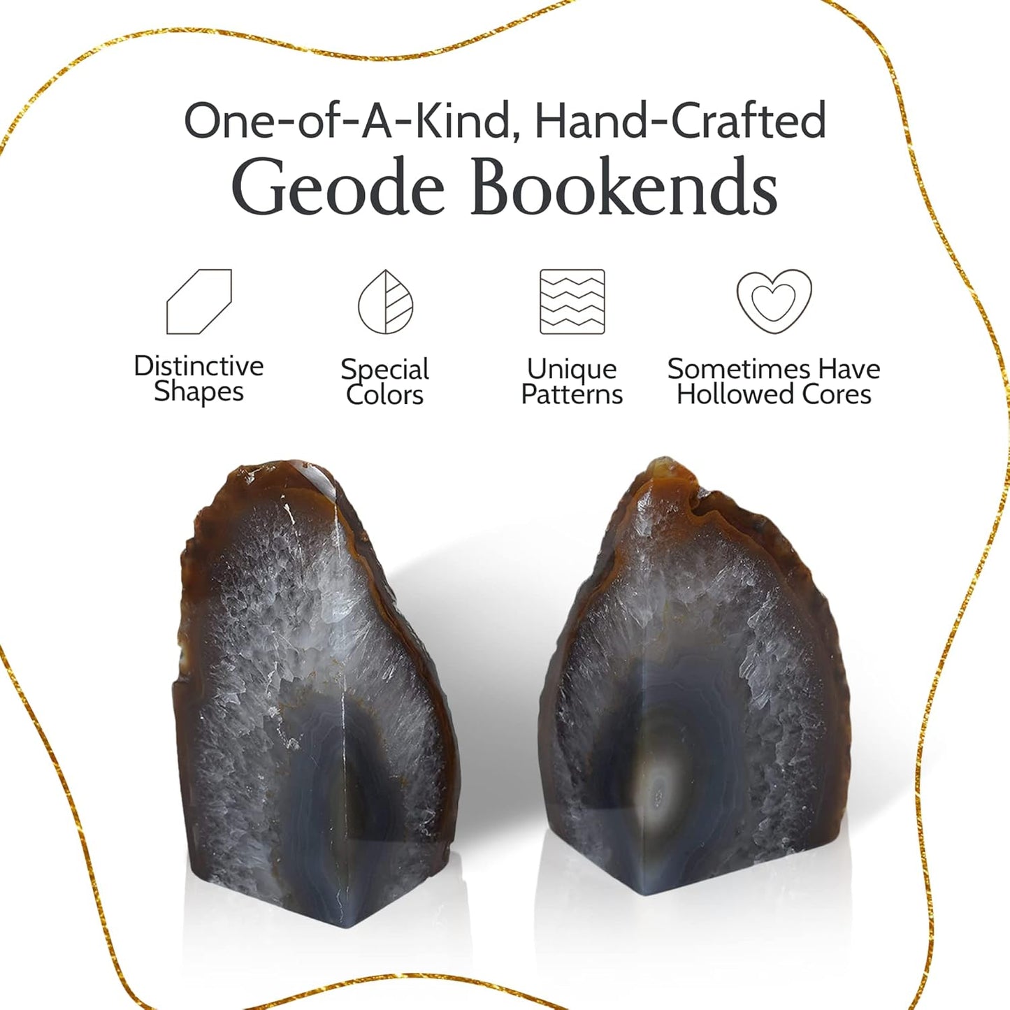 Agate Bookends / A-Quality Large Heavy Duty Geode / Natural / A Grade 4 - 6 Lbs