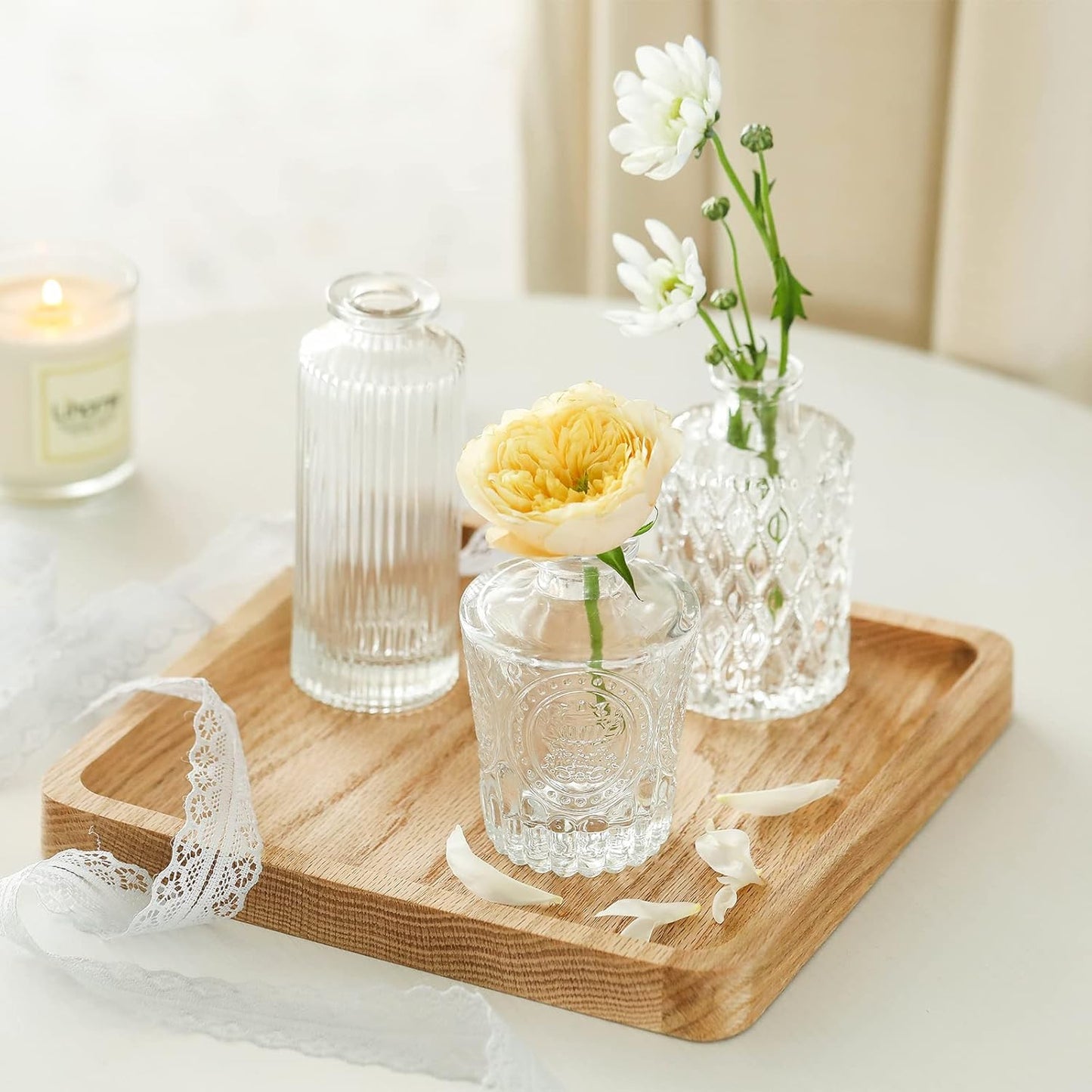 Glass Bud Vases / Clear / Set of 12