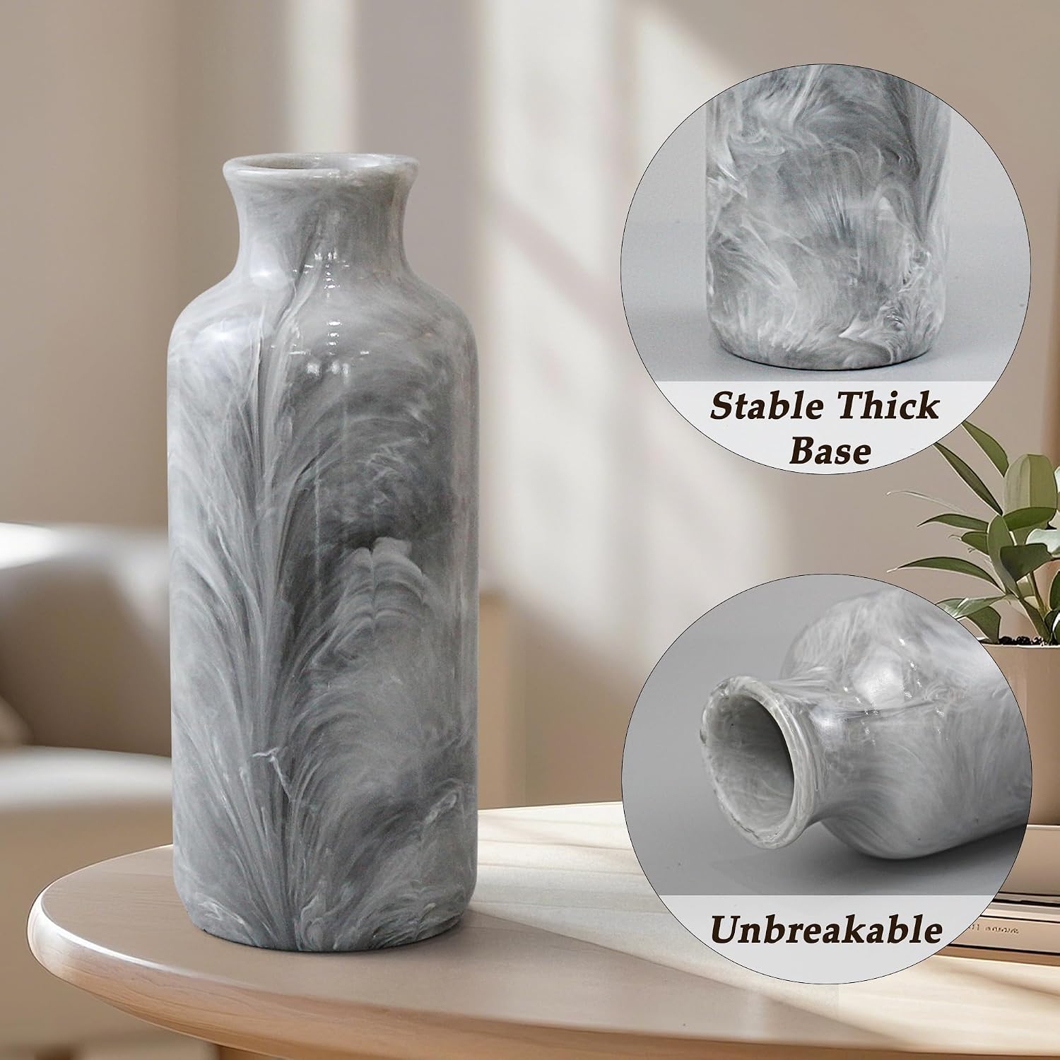 Resin 3 Piece Vase Set / Gray
