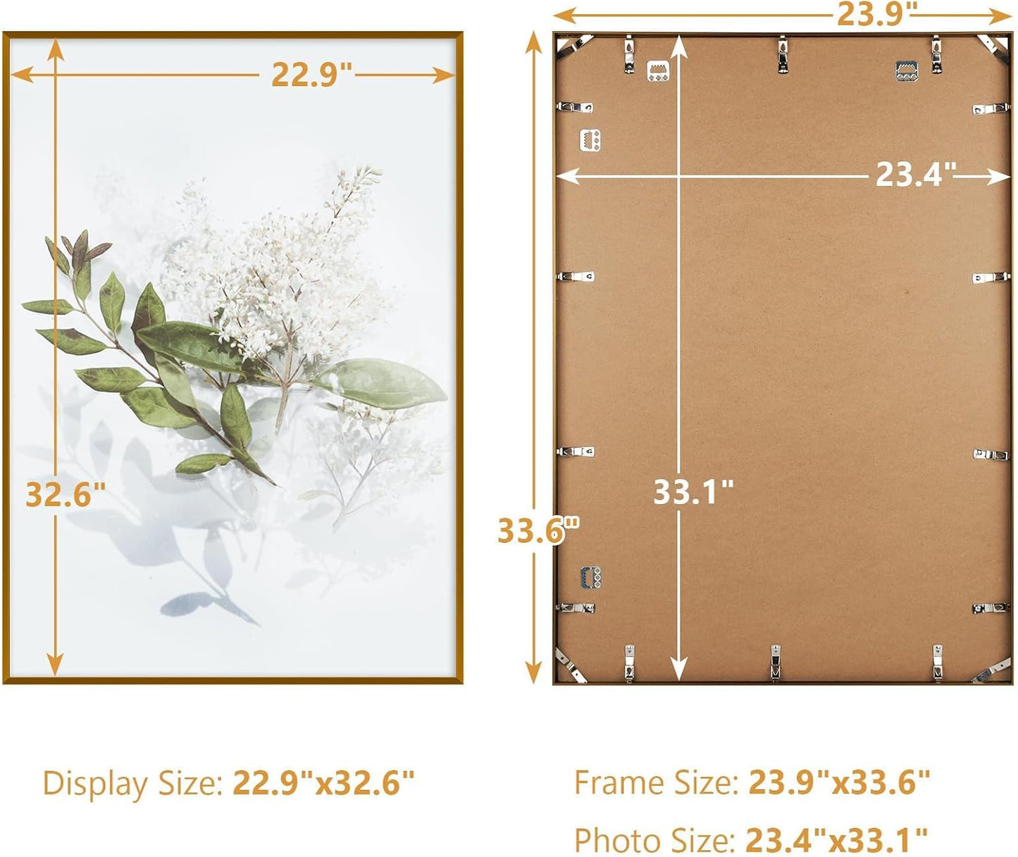 Golden State Art A1 Aluminum Poster Frame Acrylic Front Bronze | Metal Thin Frames for 23.4x33.1 Photo, Wall Hooks for