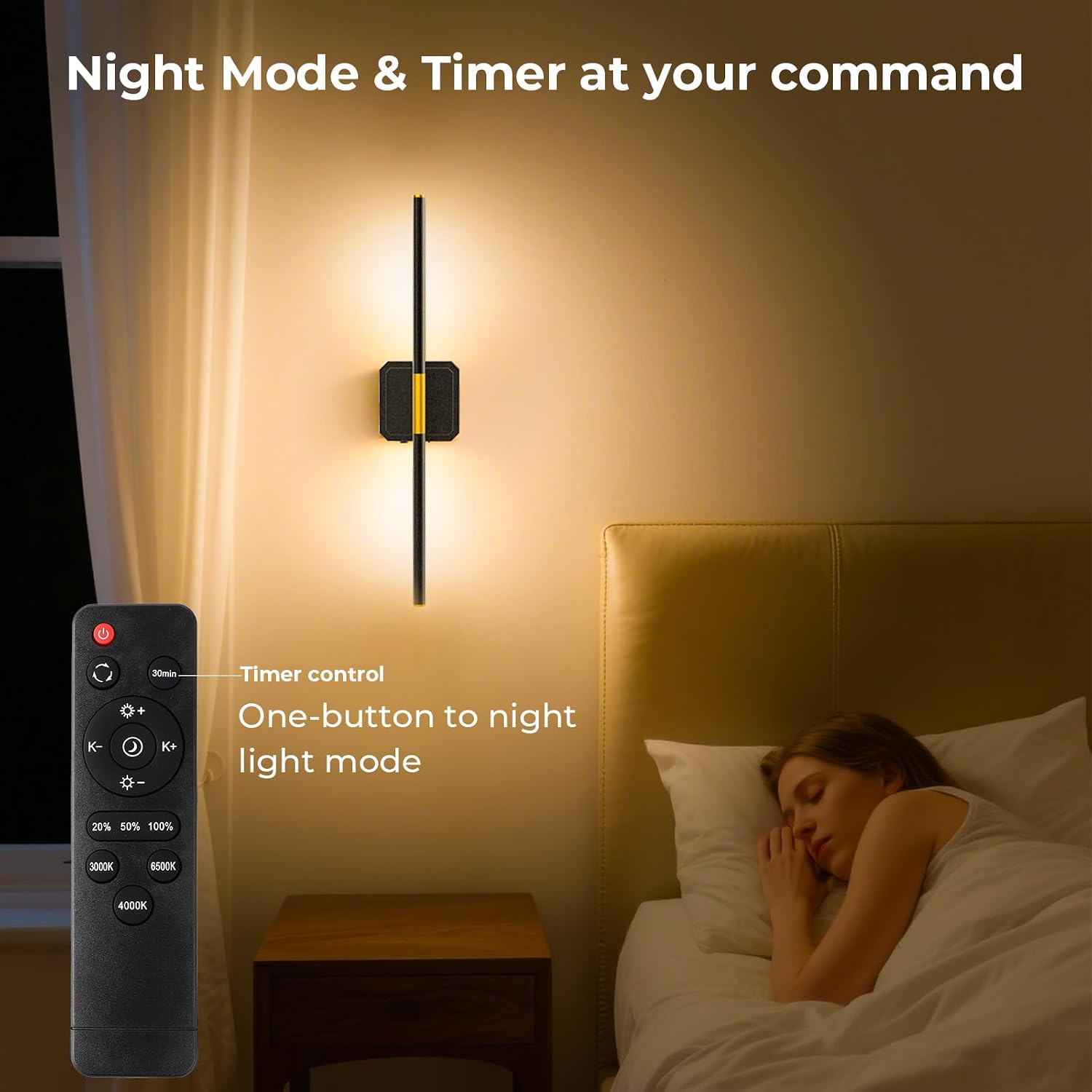 Battery Operated Wall Sconces 360°Rotate Detachable Dimmable Set of 2 | Rechargeable Wall Light 3000-6500K with Remote