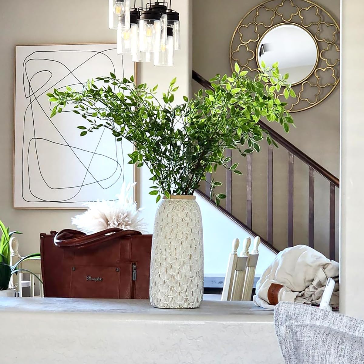 Stems Faux Branches for Vase Nandina Greenery Artificial Stems for Vase Leaf / 43.3 Inch / Set of 2