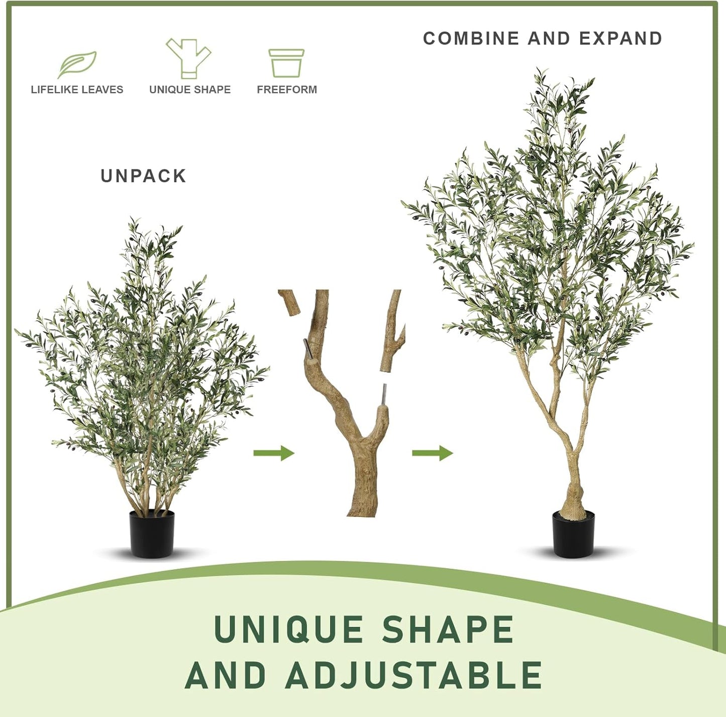 Large Olive Branches and Lifelike Fruits / 7ft / 7 Inch