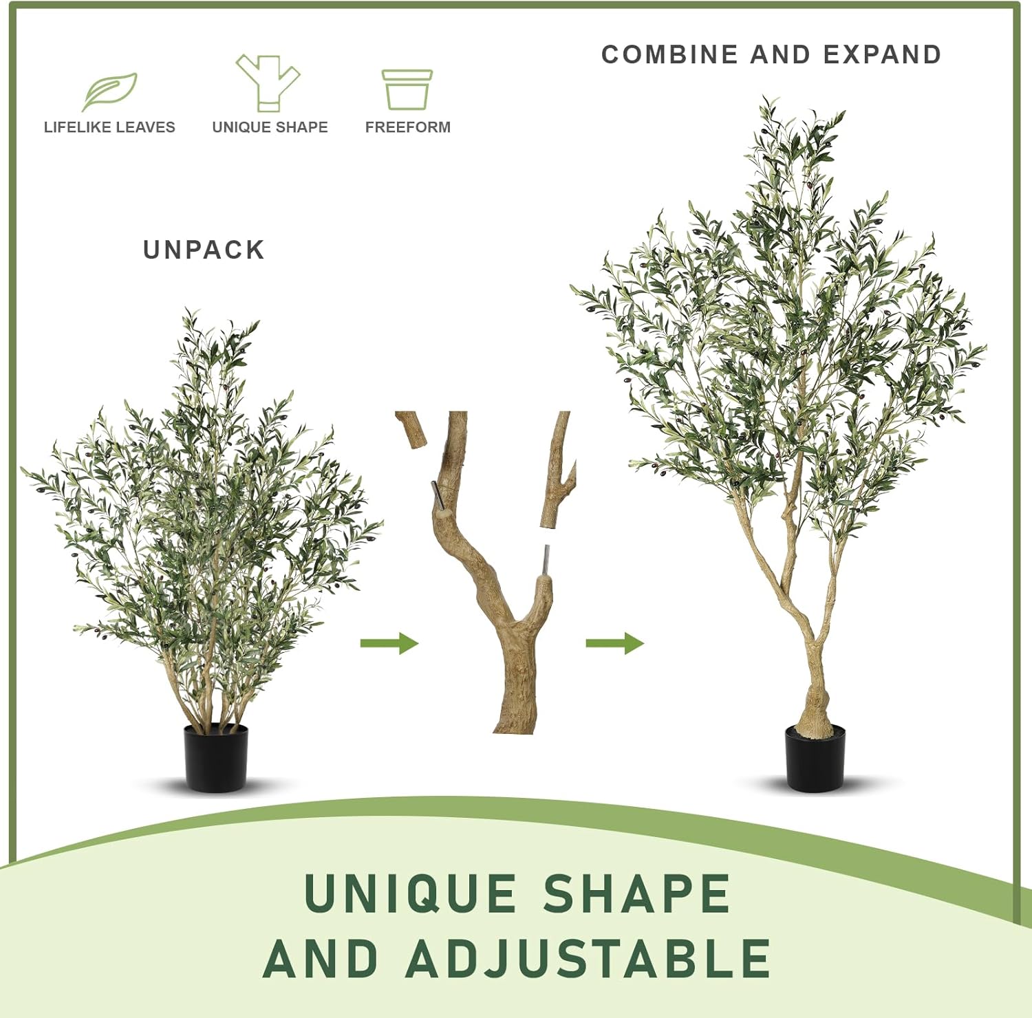 Large Olive Branches and Lifelike Fruits / 7ft / 7 Inch