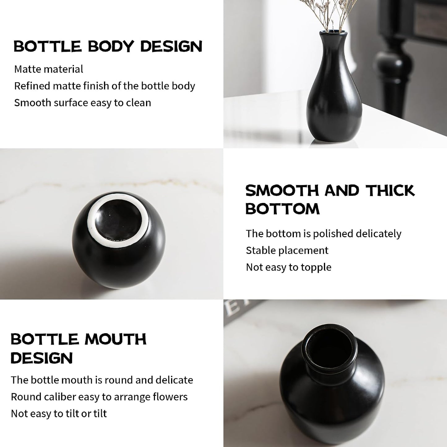 Ceramic Bud Vases / Black Bud Vases / Set of 12