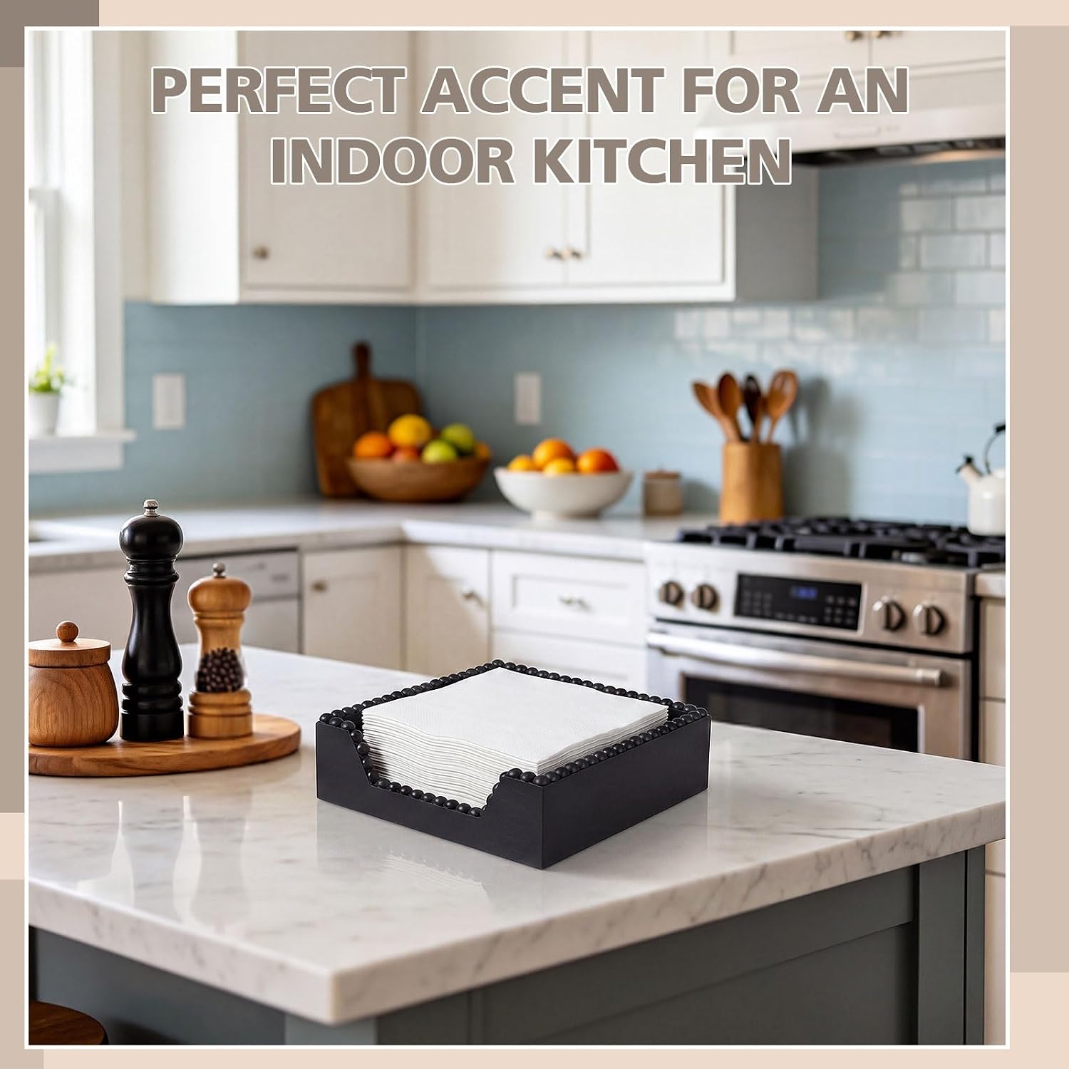 Farmhouse Wood Napkin Holder / Black / 7.36