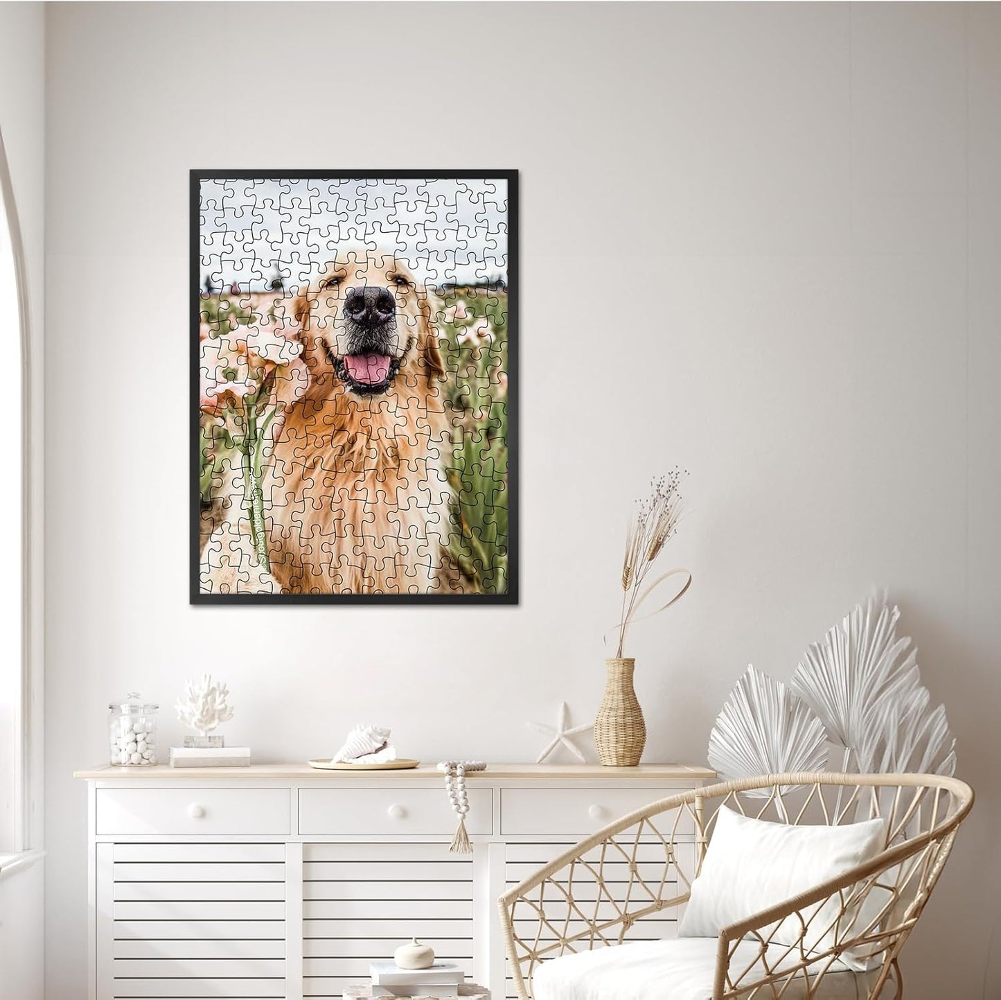 Giftgarden 20x27 Picture Puzzle Frame Black, Textured Metal Frame 27x20 for Poster Wall Display, Single