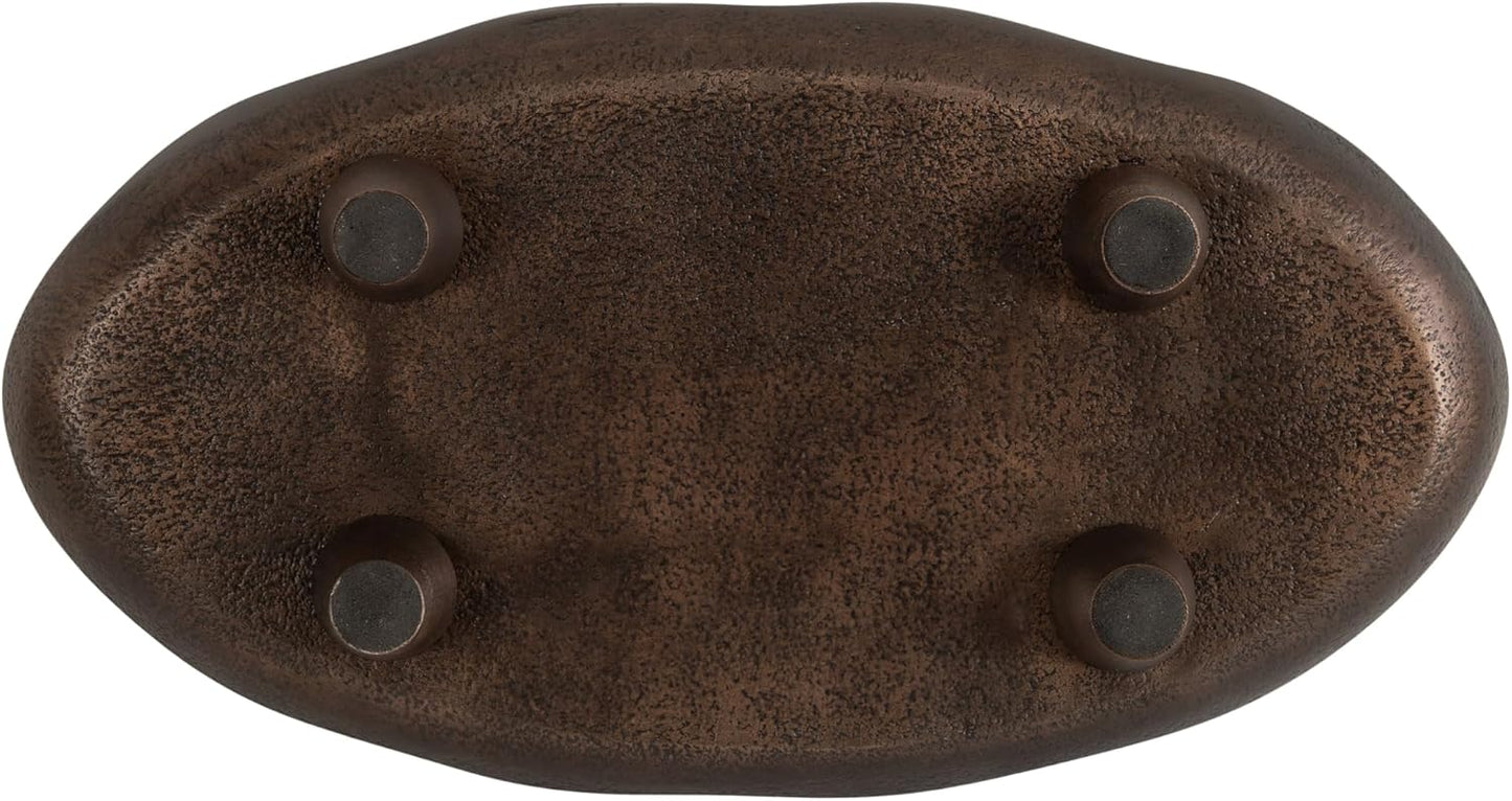 Alessia Modern Decorative Scalloped Oval Footed Metal Tray / Bronze / 14 x 8