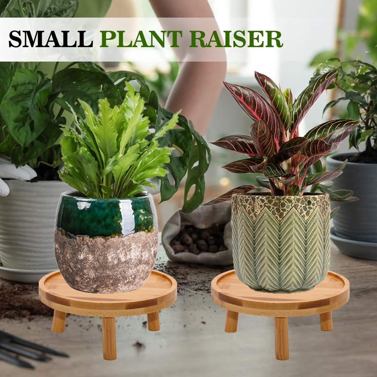 Mid Century Modern Plant Stand / Natural / Set of 2