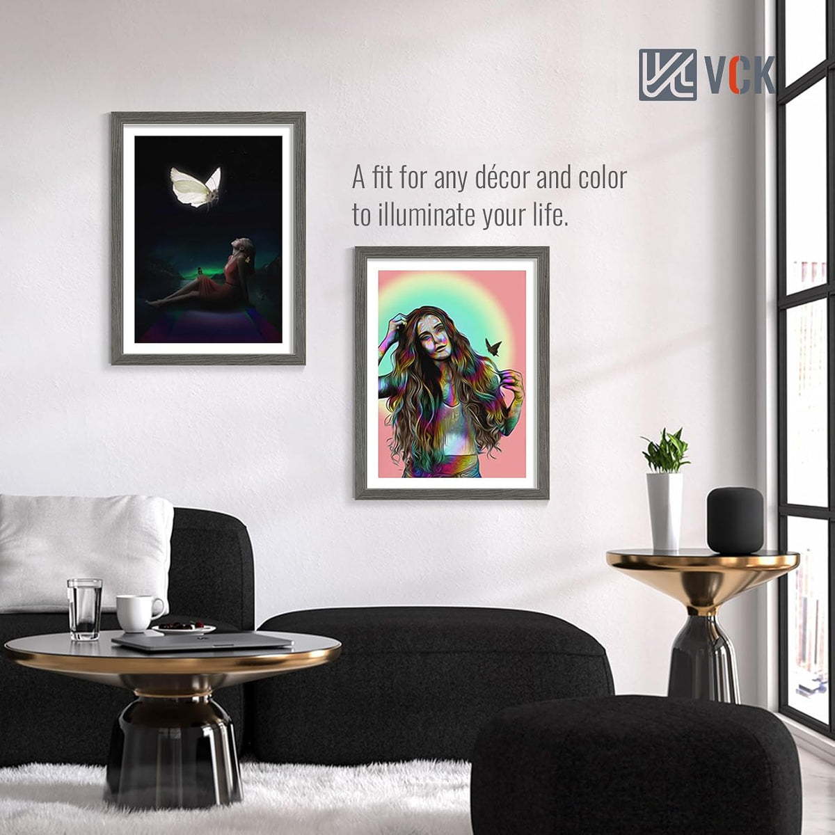 VCK 18x24 Frame Grey 4 Pack, Wide Thick Wood Border, for Concert Poster | Exclusive Woodgrain, Wall Hanging, HD