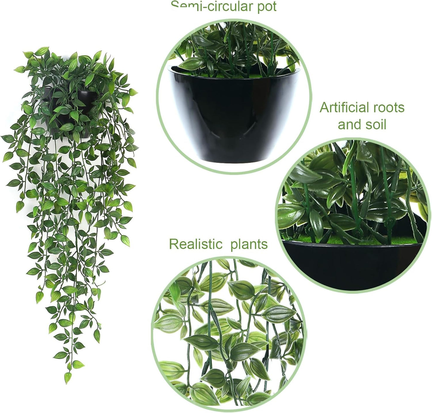 Artificial Hanging Plants / 5.8"dia-wall Planter / Set of 2