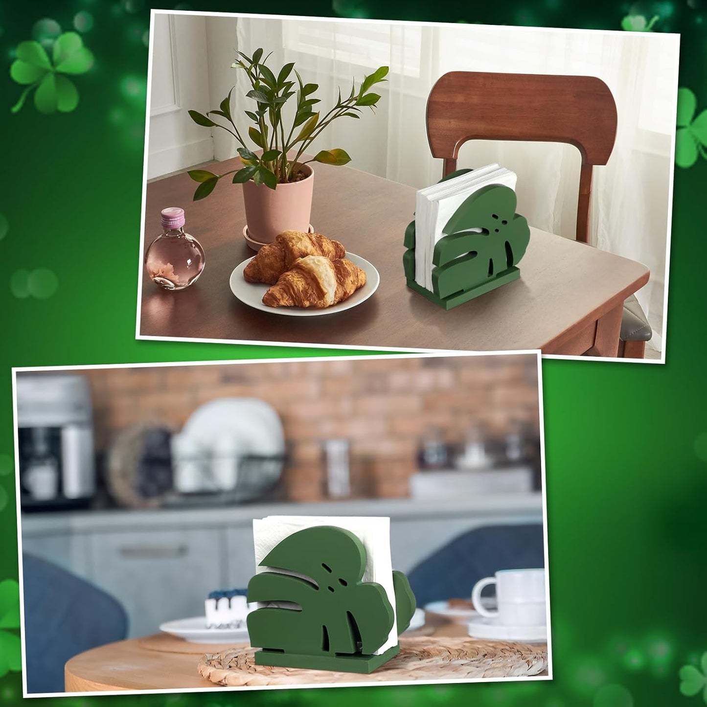 Napkin Holder Wooden Table Centerpiece Freestanding Paper Towel Dispenser Suitable / Palm Leaf