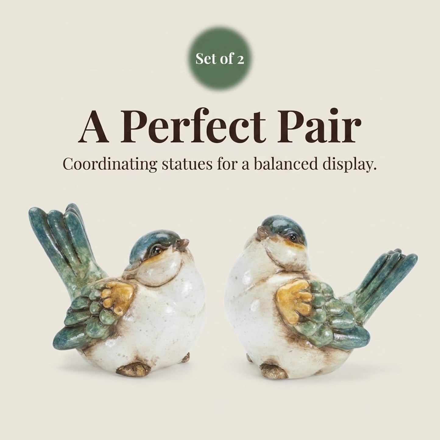 Rustic Farmhouse Style Songbird Statues / Set of 2
