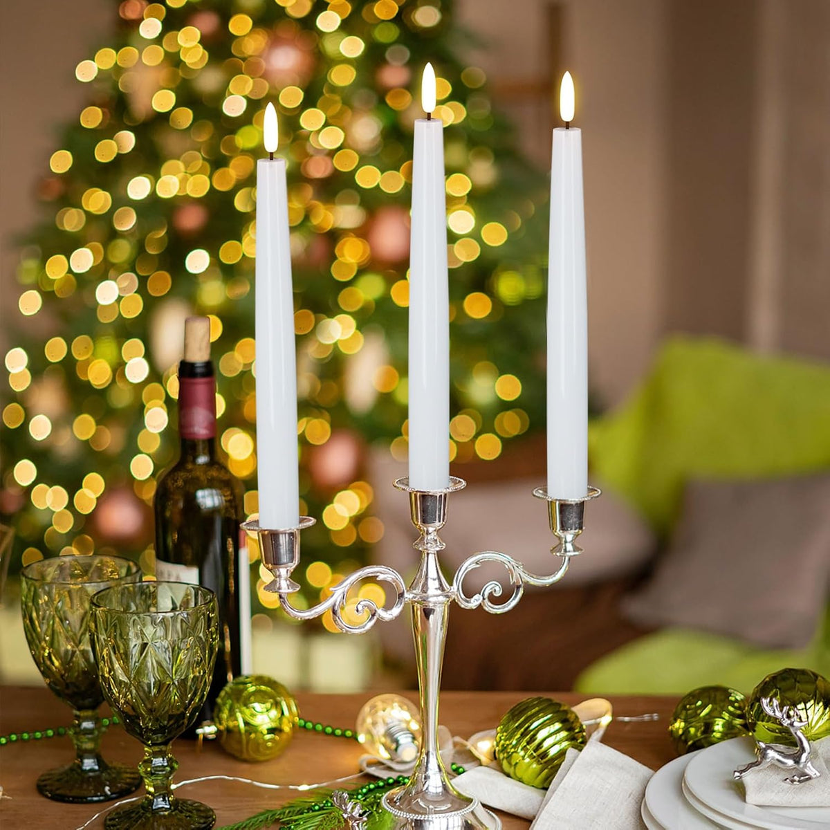 GenSwin Flameless Taper Candles Led Battery Operated Remote Timer White | Candle sticks, Real Wax, Led Candlesticks