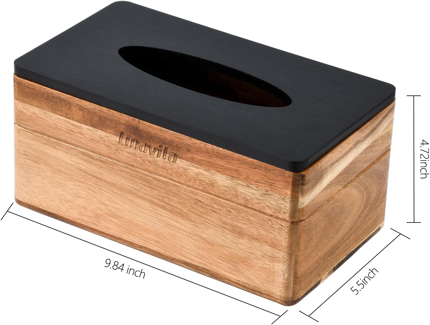 Wood Tissue Box Holder / Acacia / Rectangle