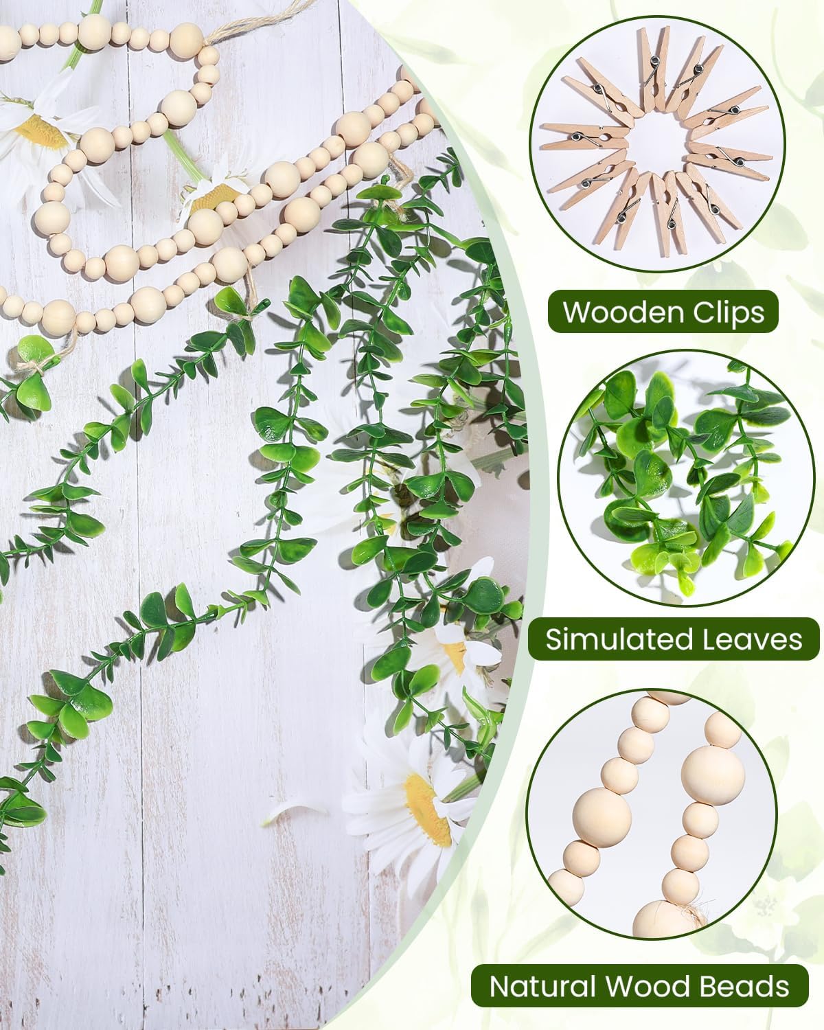 Wooden Beads Garland / Boho Wall Decor