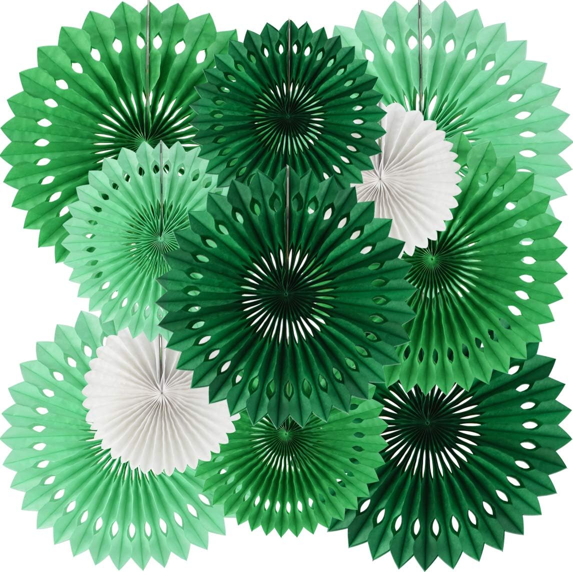 BEISHIDA Honeycomb Round Paper Fans Green White Hanging Party Decoration