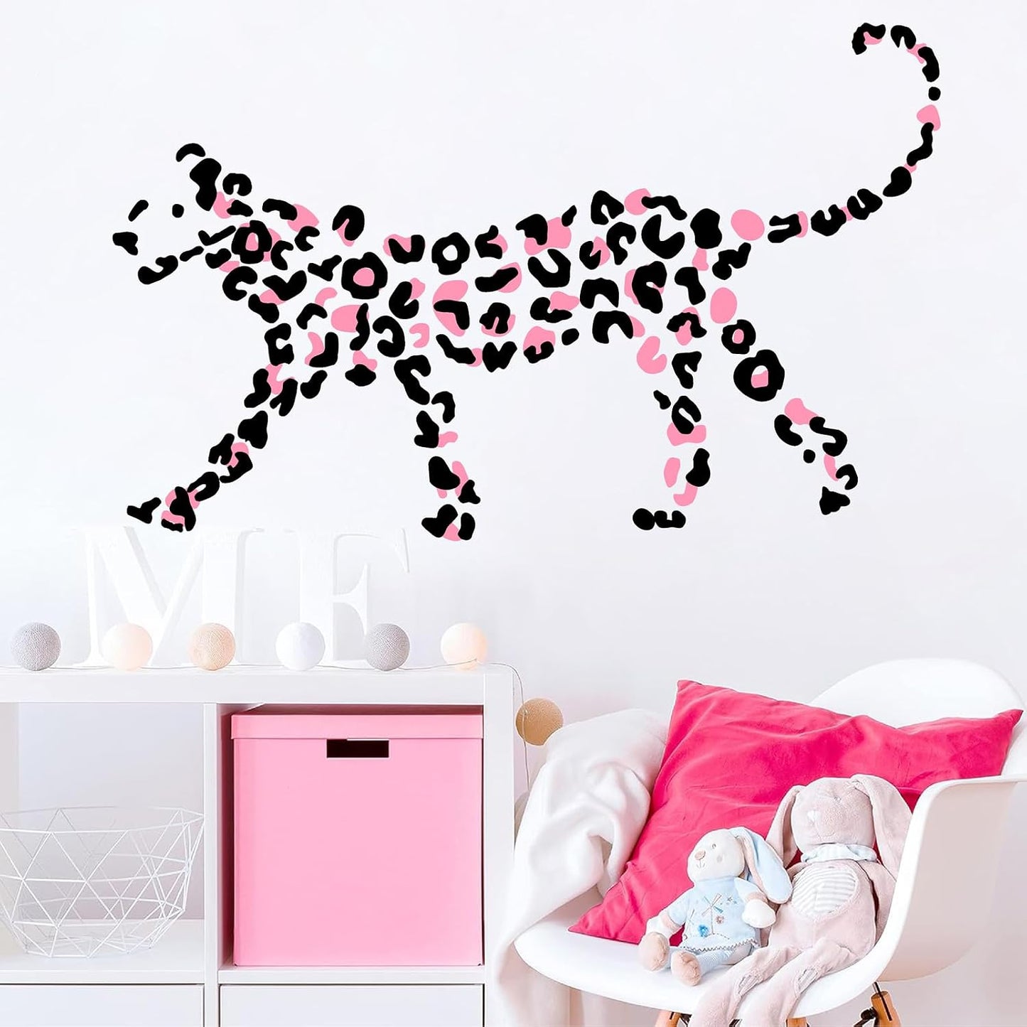 Leopard Print Wall Decals Peel and Stick Cheetah Pattern Sticker Animal Prints / Leopard Dot / Black