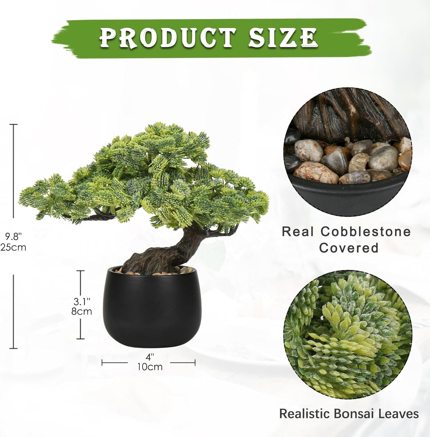 Artificial Bonsai Tree Juniper Faux Plants Indoor Fake Plants Decor / Jade / Black