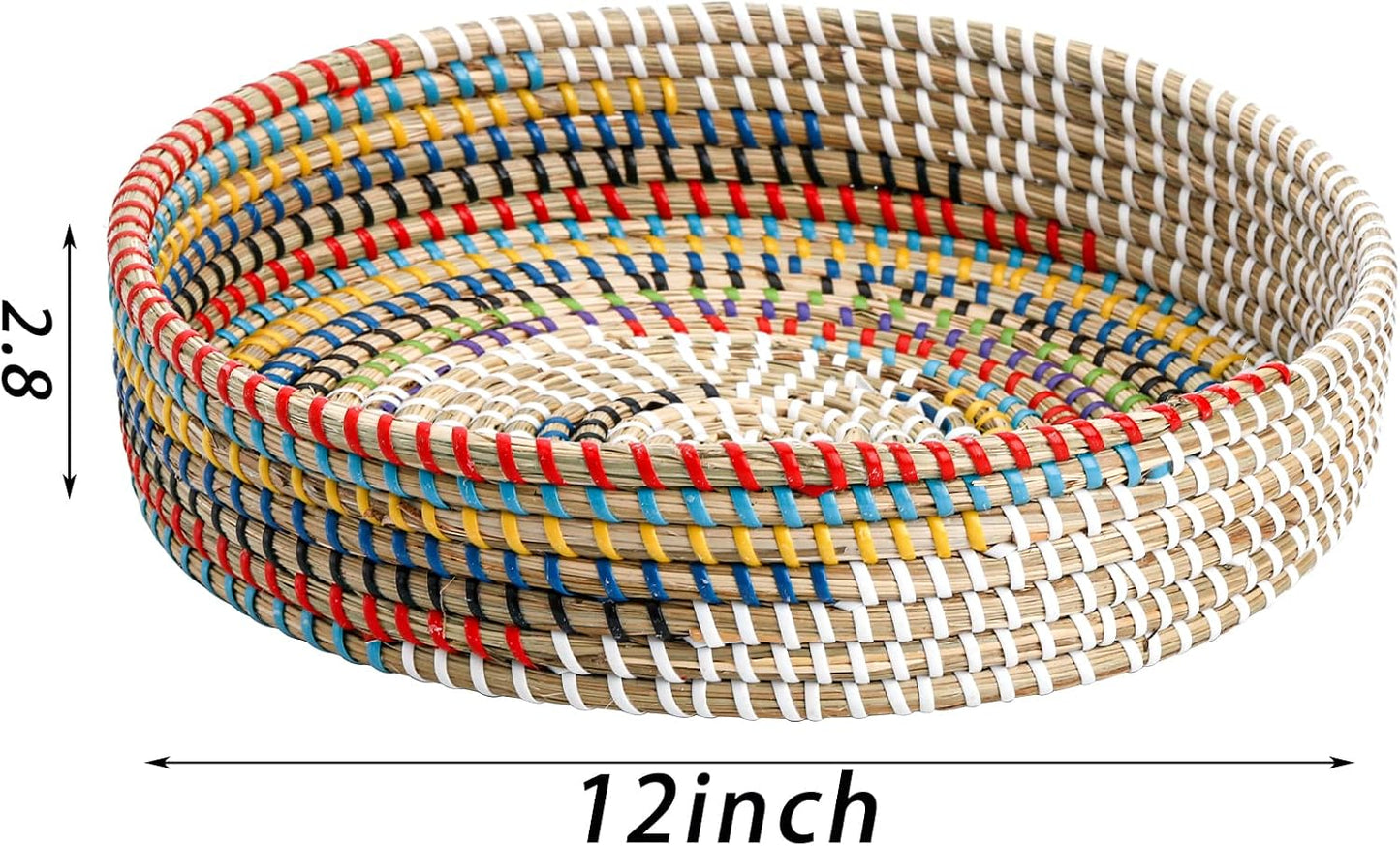 Rattan Serving Tray / 12'' Woven Seagrass Serving Tray