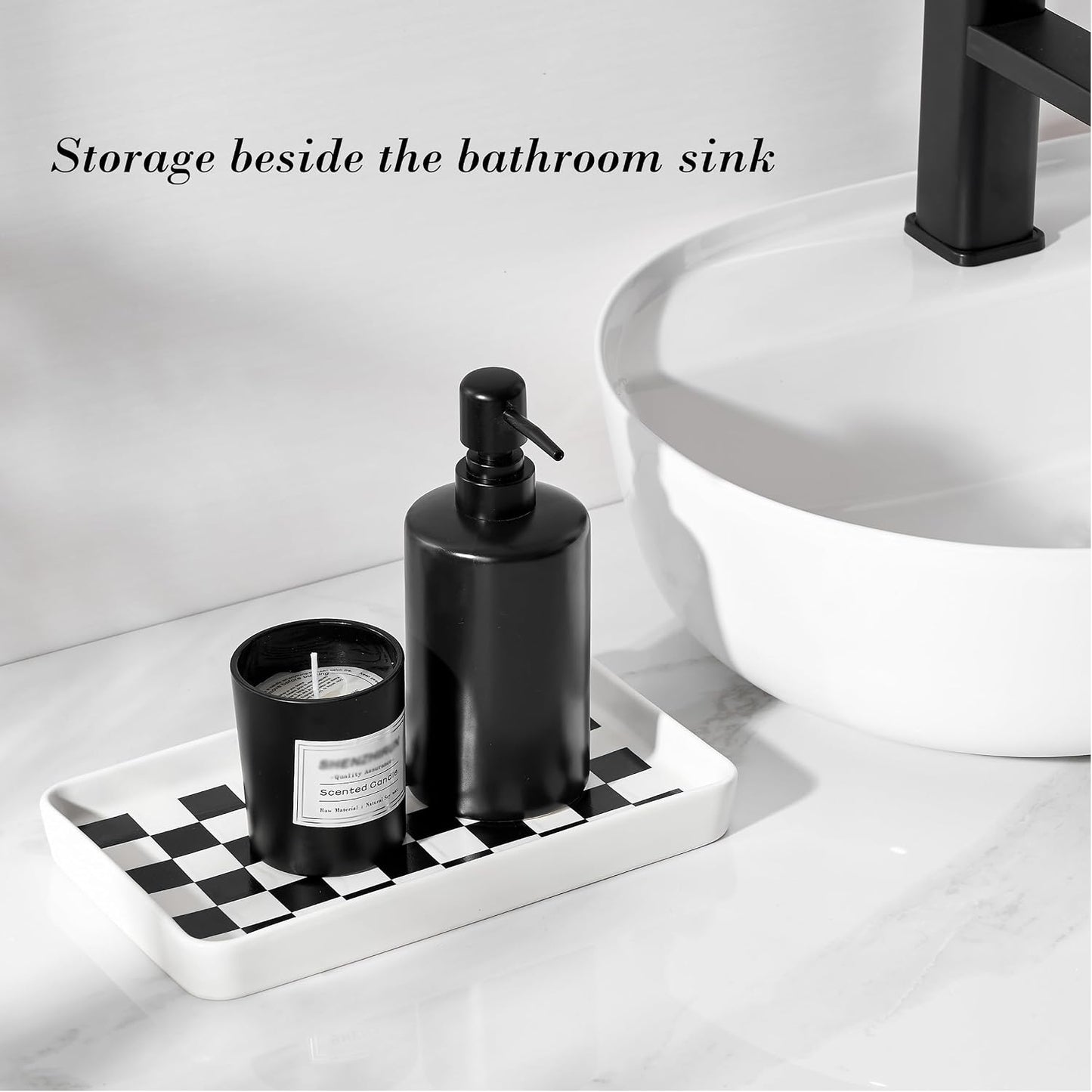 Texture Checkered Surface " Bathroom Vanity / White Color with Checkered Pattern-1 Pc / 10 x 6 x 1