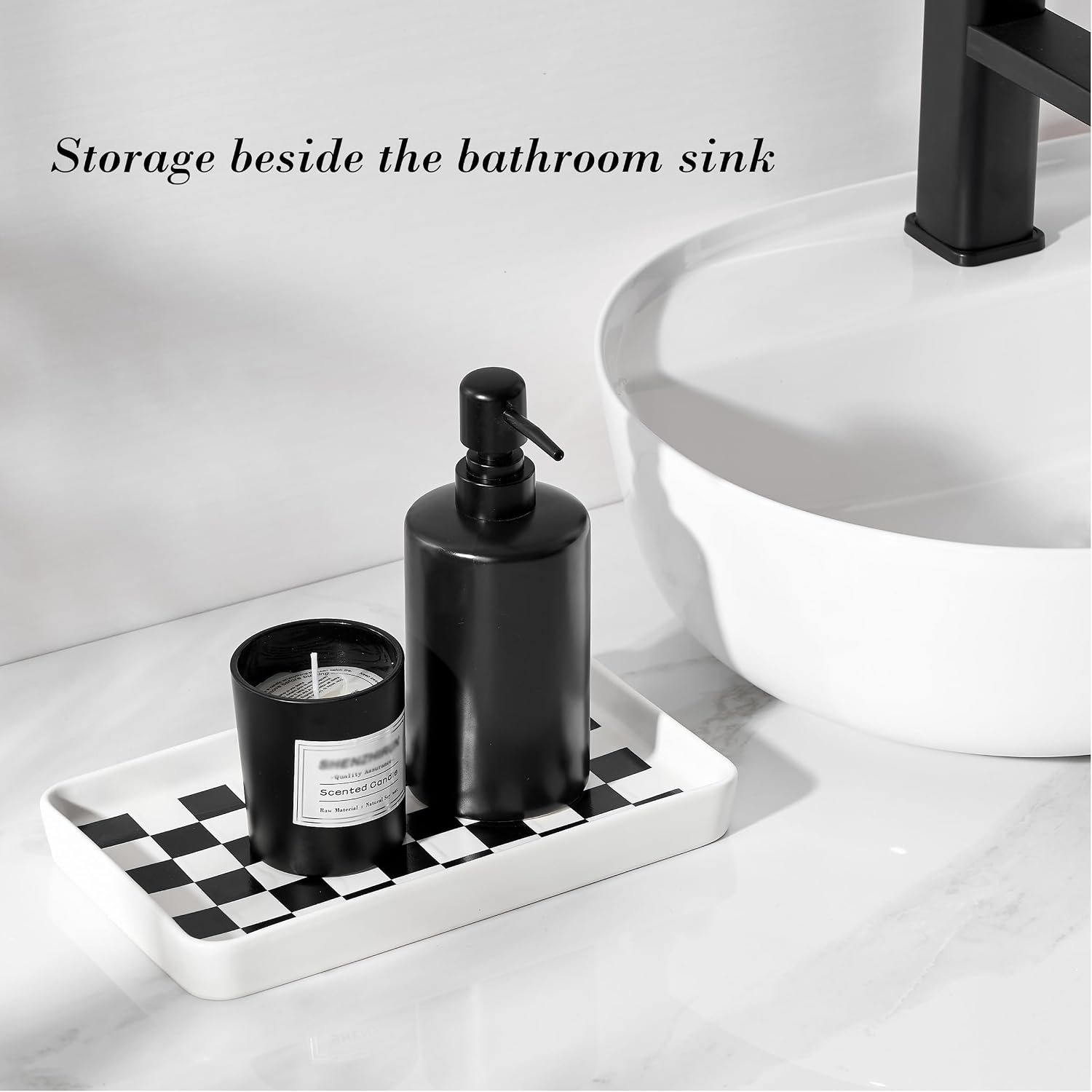Texture Checkered Surface " Bathroom Vanity / White Color with Checkered Pattern-1 Pc / 10 x 6 x 1