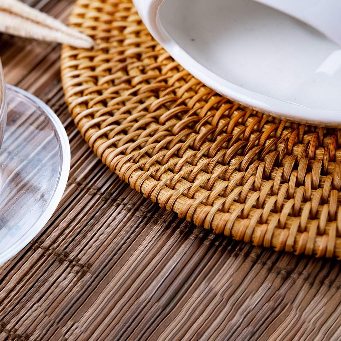 Woven Rattan Trivets Hot Pads for Dinning Table / 8.66 Inch