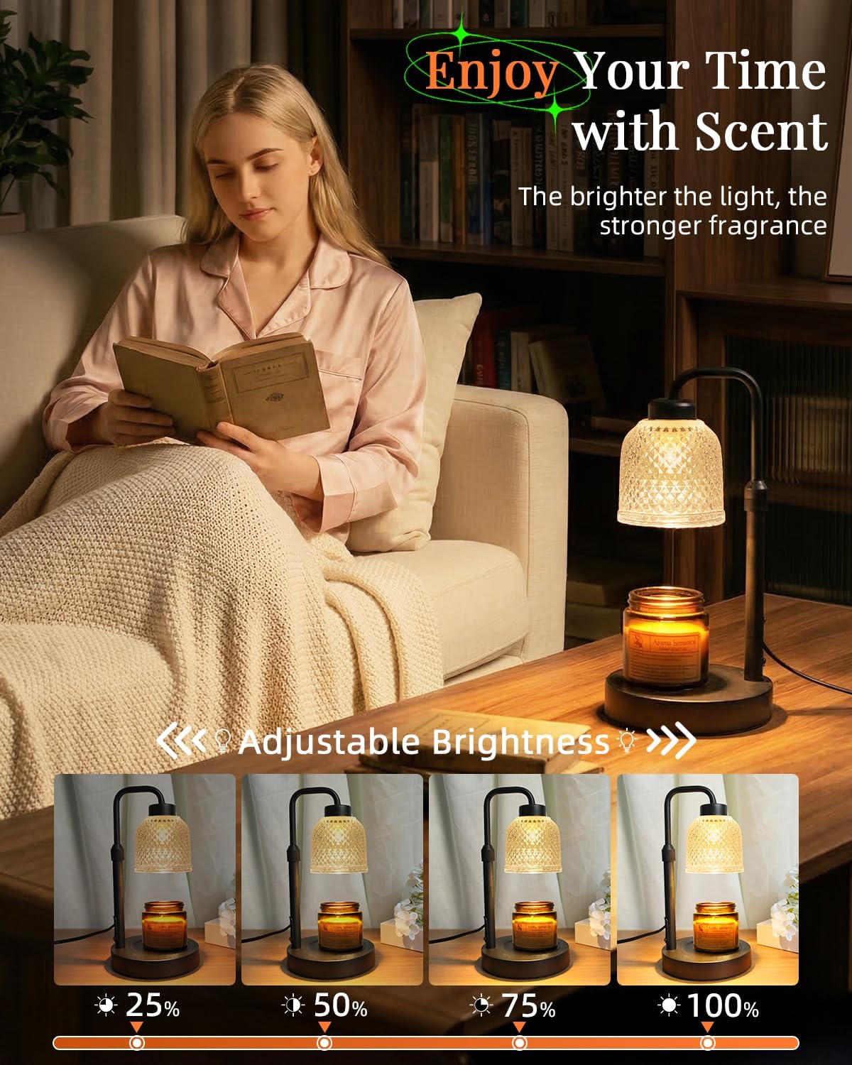 AIFEI Candle Warmer Lamp with Timer, Birthday Gifts for Women Mom CoalBlack | Flameless Candle Lamp - Dimmable