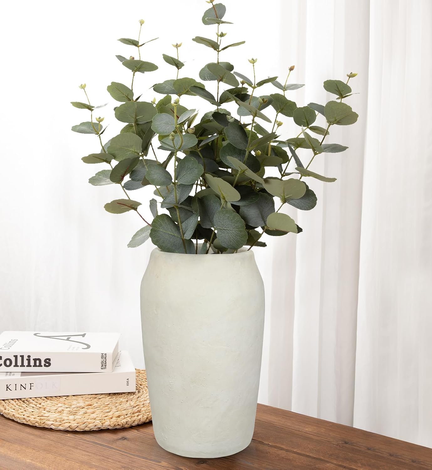 Rustic Vintage Ceramic Vase / 12'' Beige