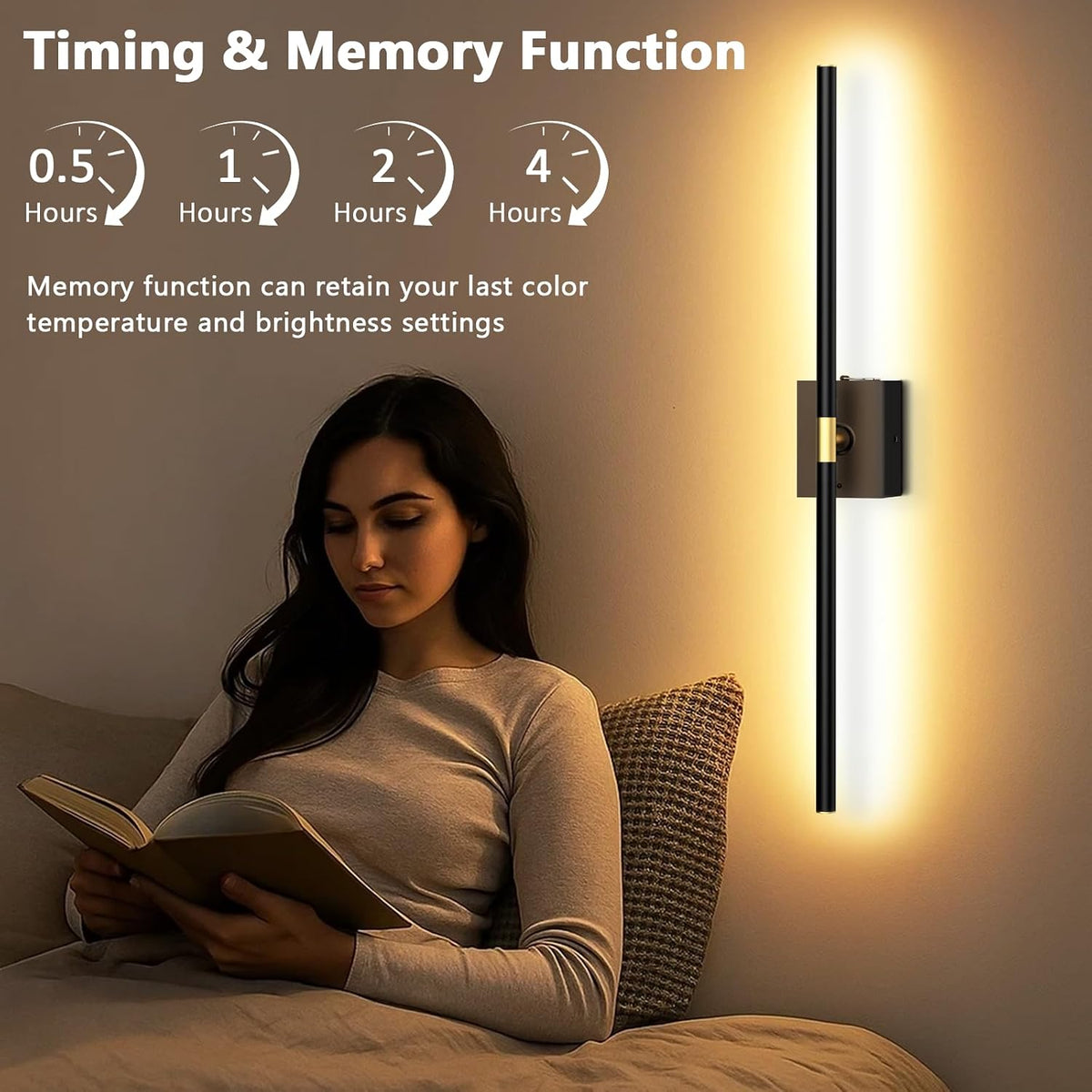 Eneru Battery Operated Wall Sconce, Rechargeable Wireless Light 1 Pack 4CCT | 10000mAh Battery Powered, Touch and