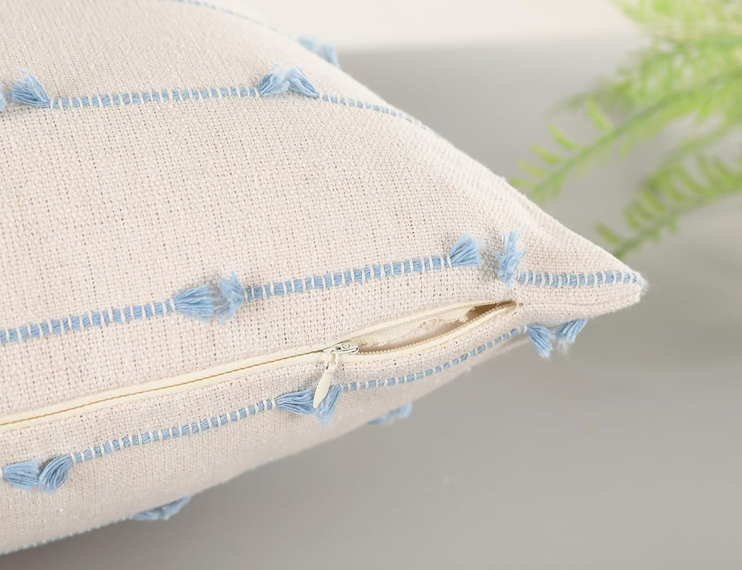 Boho Throw Pillow Covers / Light Blue / 16 x 16 / Set of 2