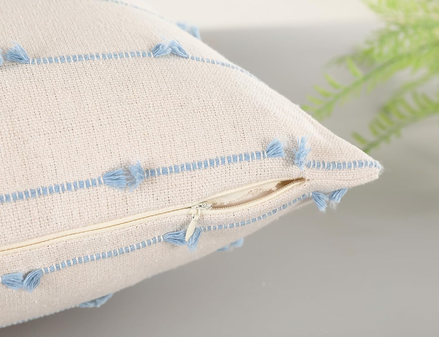 Boho Throw Pillow Covers / Light Blue / 16 x 16 / Set of 2