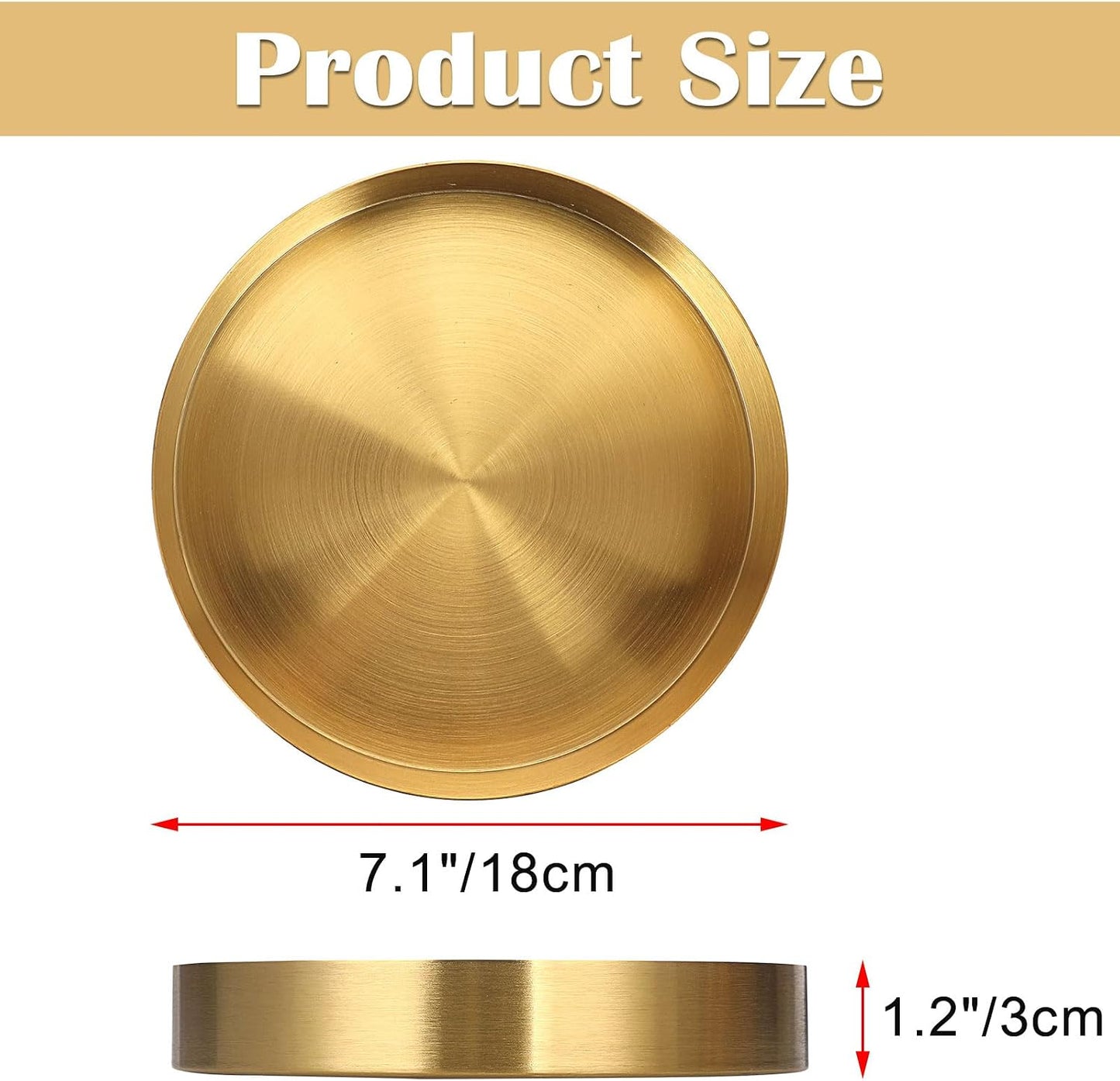 Round Key Bowl for Entryway 7.1" Decorative Tray Jewelry Ring Dish Stainless Steel / Gold / Set of 7