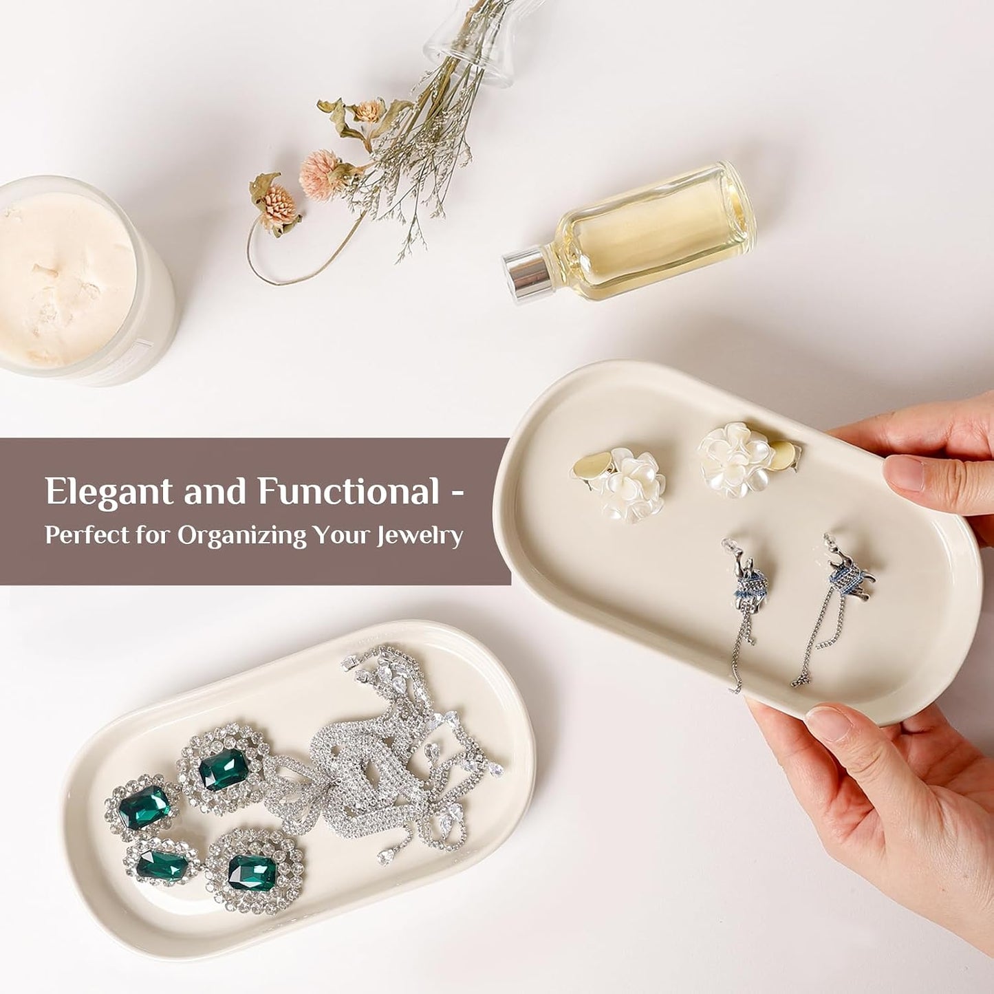 Ceramic Jewelry Tray / Cream_1pcs