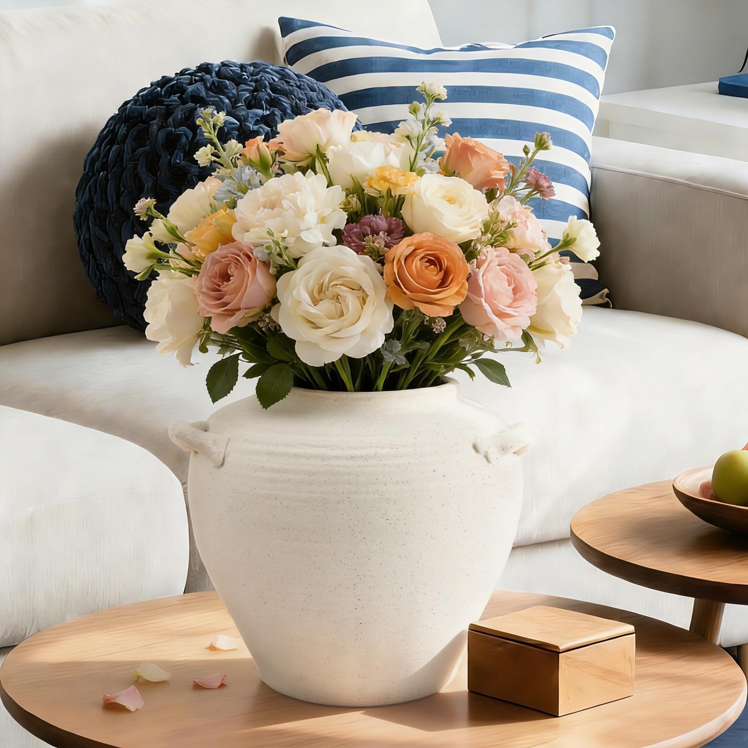 Large White Ceramic Vase Rustic Farmhouse Vase / 7 Inch-white / 7 Inch