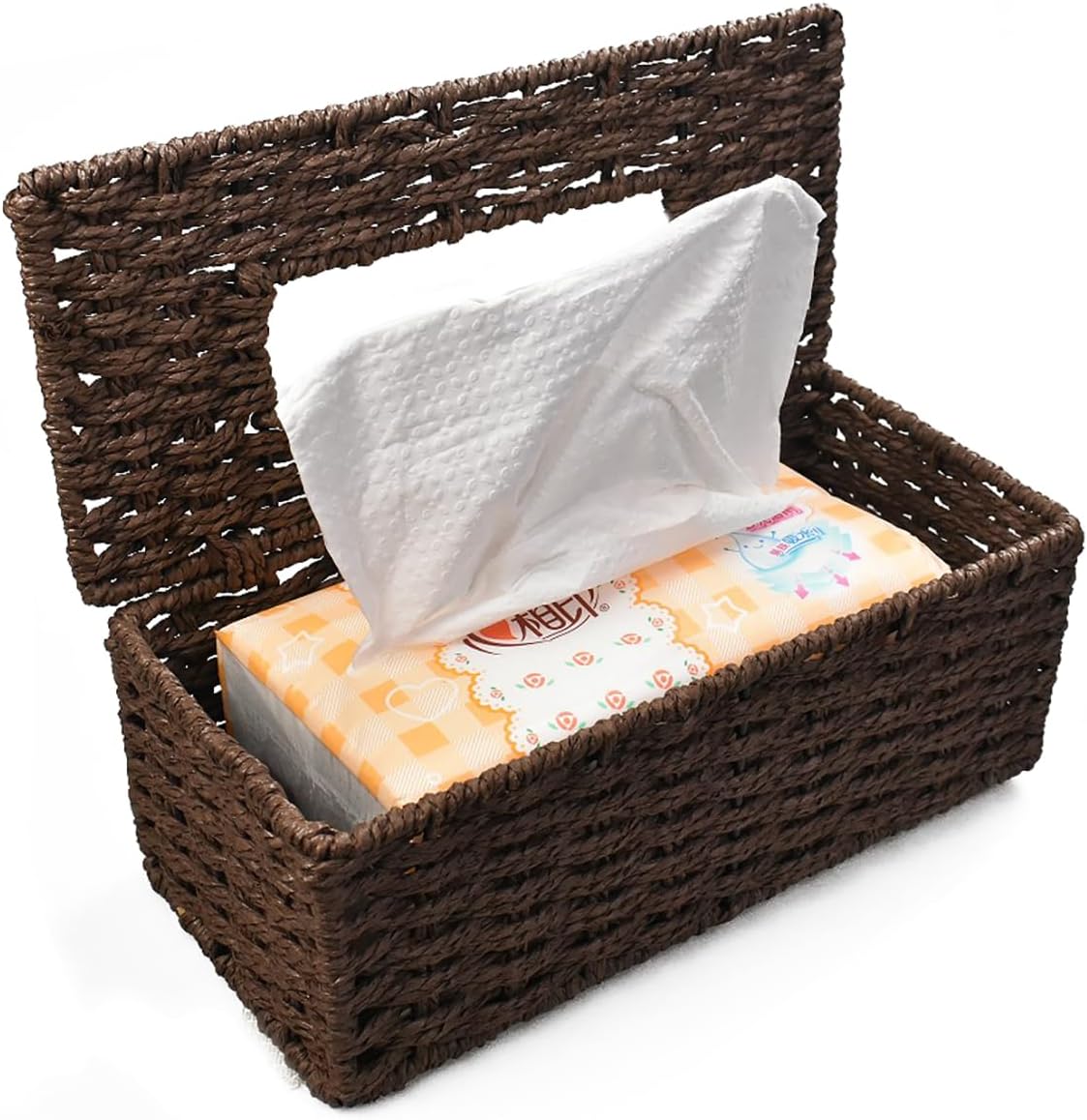 Decorative Rattan Woven Tissues Box Holder / Coffce Large