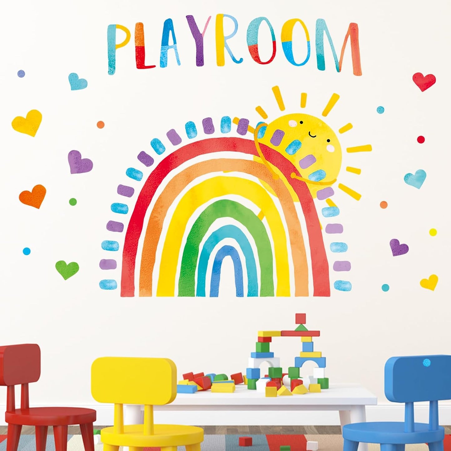 Playroom Rainbow Wall Decals Stickers / Rainbow Sun