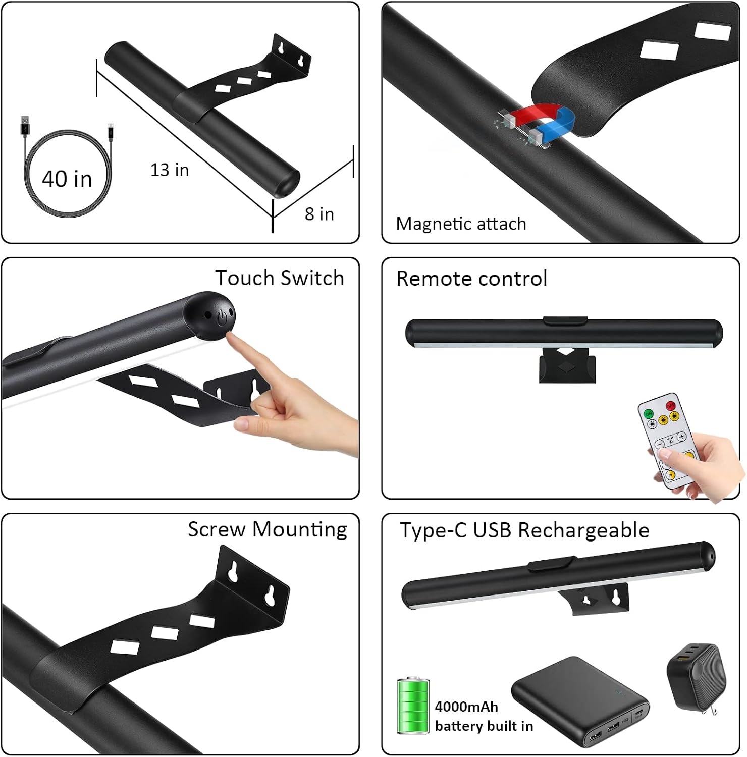 MIOBLUE Rechargeable Picture Lights with Remote,Full Metal Painting Light Display LED Battery Lamp with 3 Lighting
